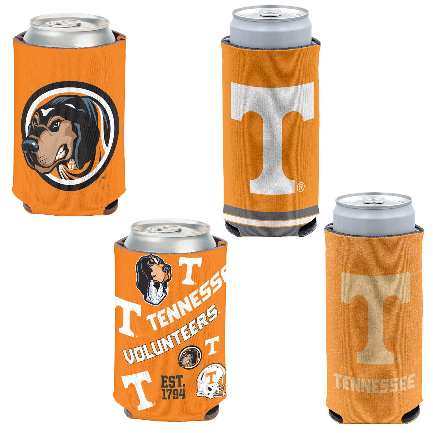WinCraft Tennessee Volunteers 4-Pack 12oz Can  Slim Can Cooler Set