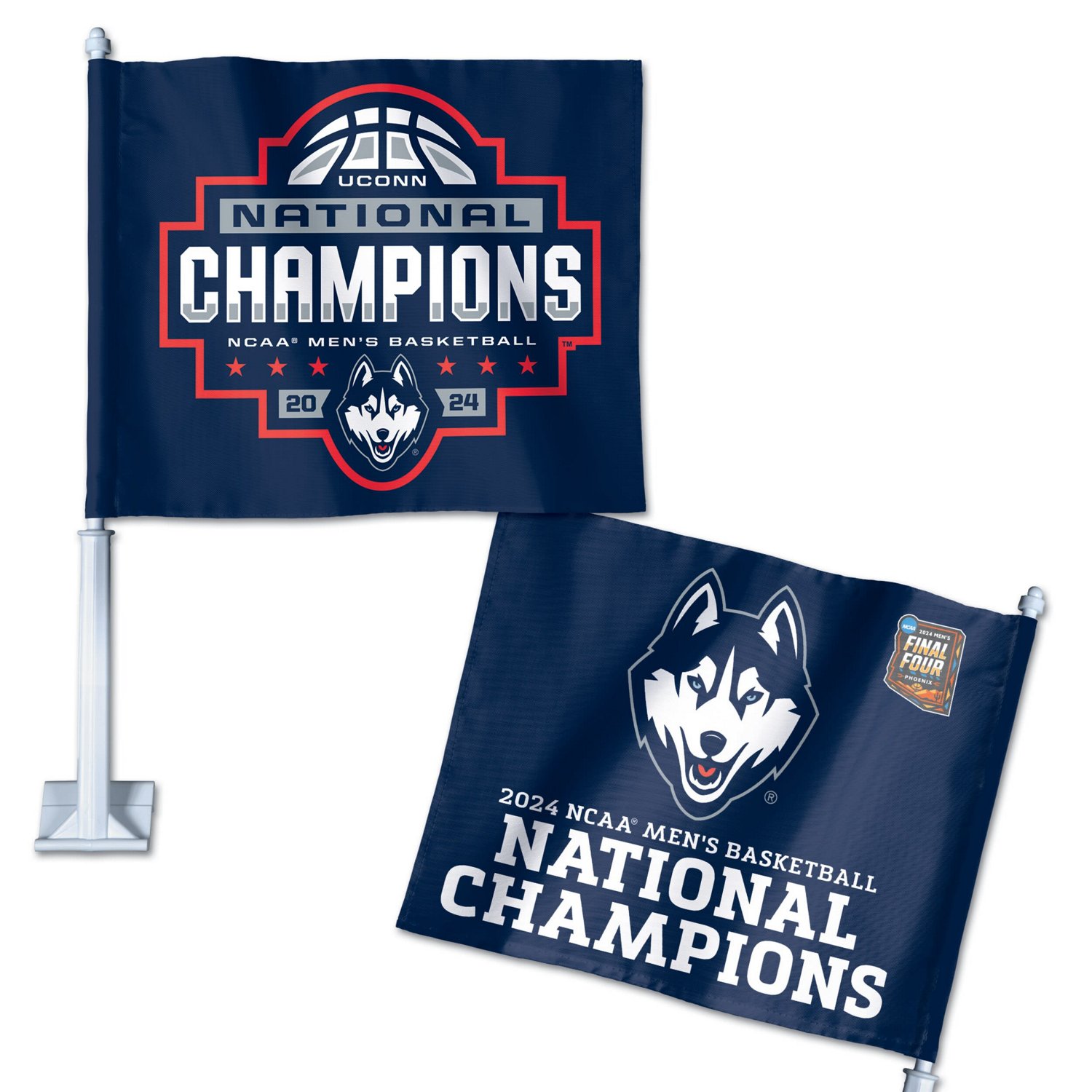 WinCraft UConn Huskies 2024 NCAA Men's Basketball National Champions 1175" x 14" Two-Sided Car Flag - view number 3