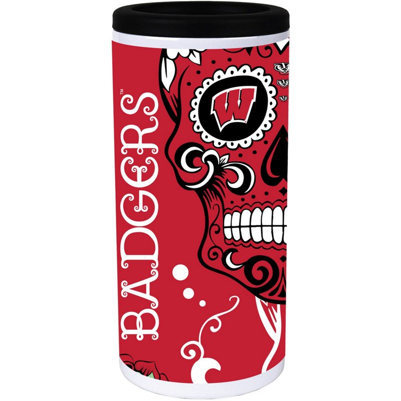 Indigo Falls Wisconsin Badgers Dia Stainless Steel 12oz Slim Can Cooler White - NCAA Novelty at Academy Sports