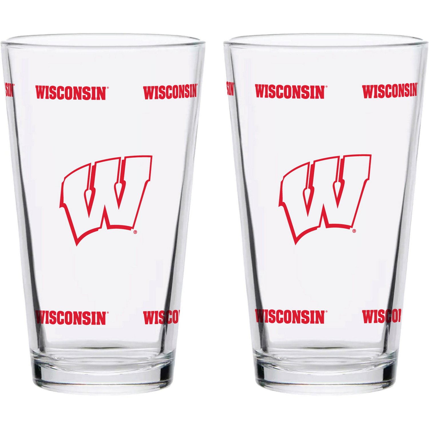 Wisconsin Badgers Two-Pack Knockout 16oz Pint Glass Set - view number 1