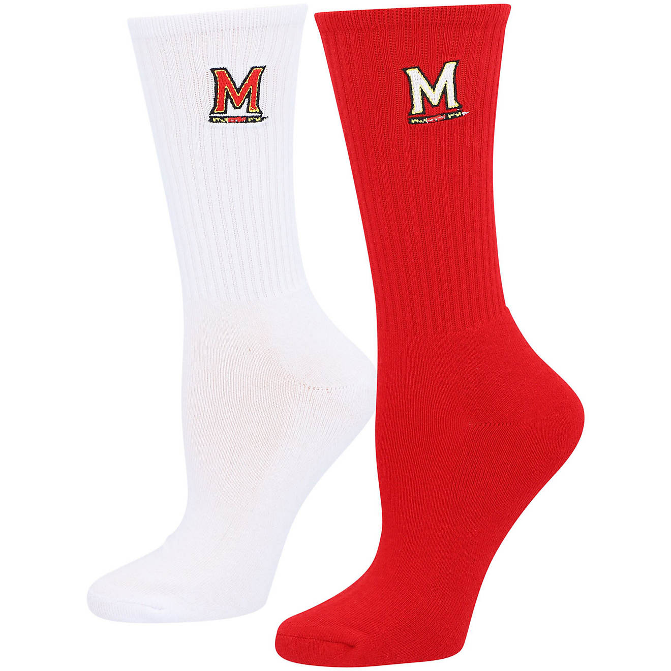 ZooZatz /White Maryland Terrapins 2-Pack Quarter-Length Socks                                                                    - view number 1