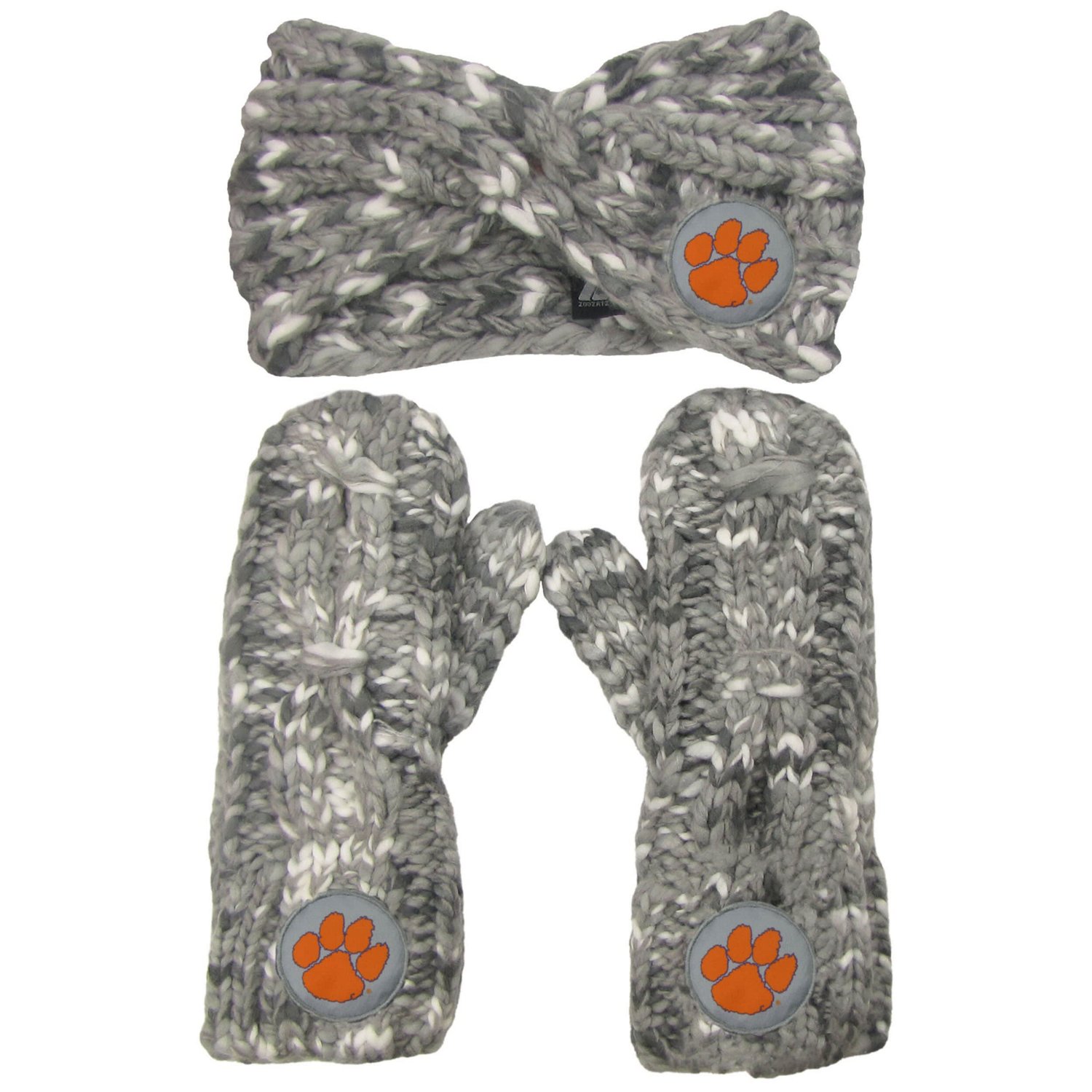 ZooZatz Clemson Tigers Logo Marled Headband and Mitten Set
