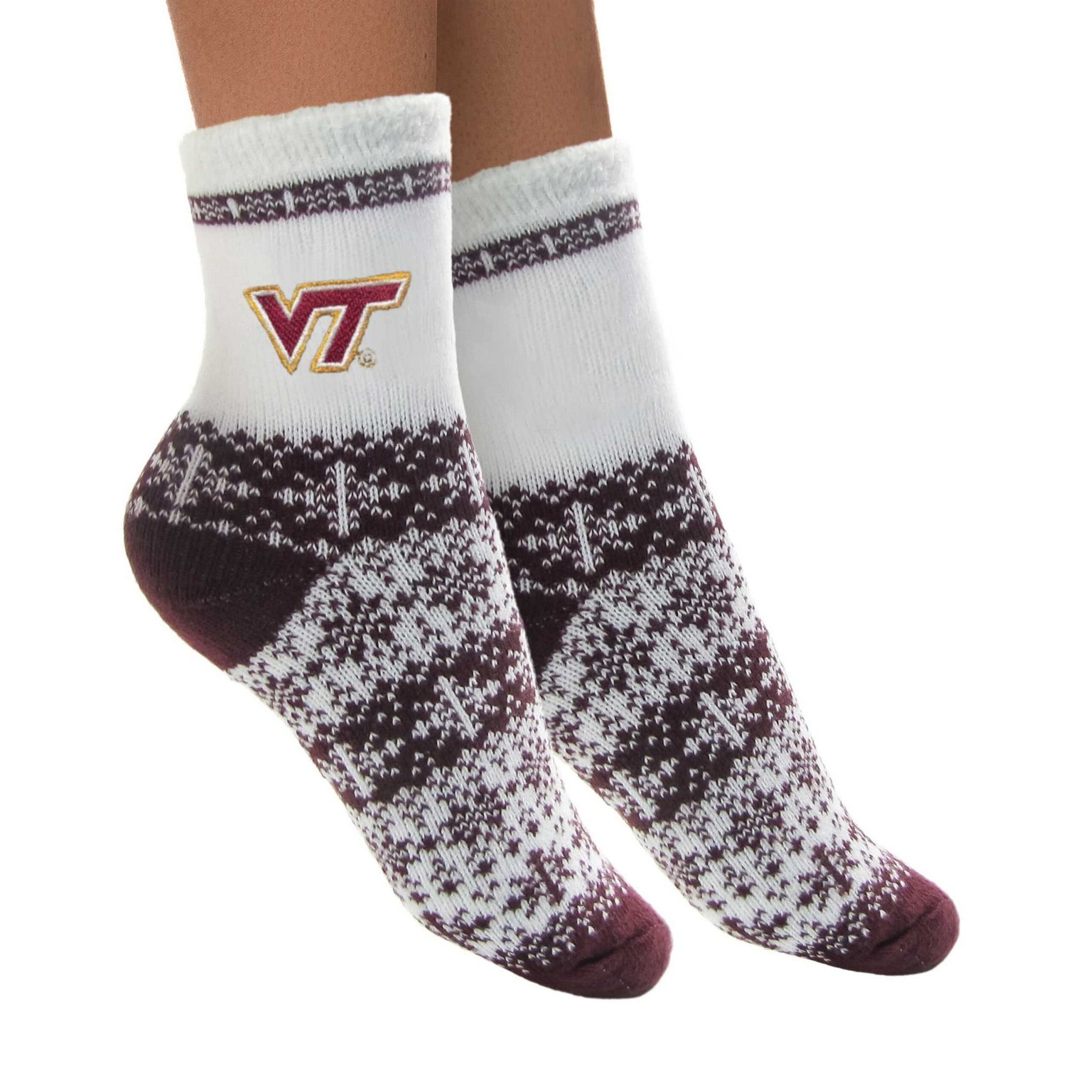 ZooZatz Virginia Tech Hokies Fuzzy Holiday Crew Socks - view number 1