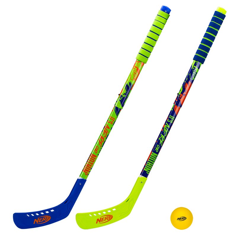 NERF 35.5'' Proshot 2 Player Hockey Set Hockey Sticks - Orange/Blue/Green