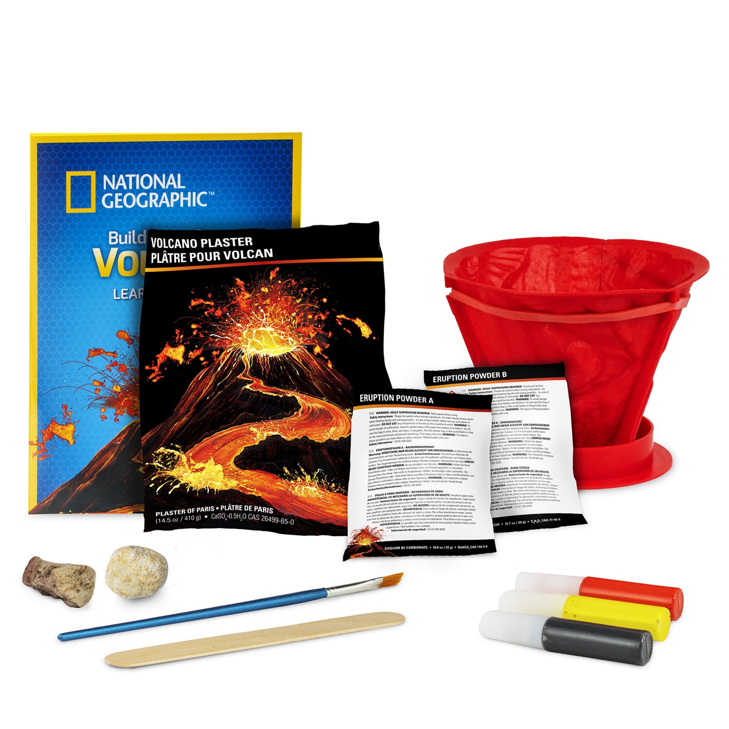 National Geographic Jumbo Volcano Science Kit - Build & Erupt An 18 Giant Volcano, Multiple Eruption Science Experiments, Educational Science Kits, S