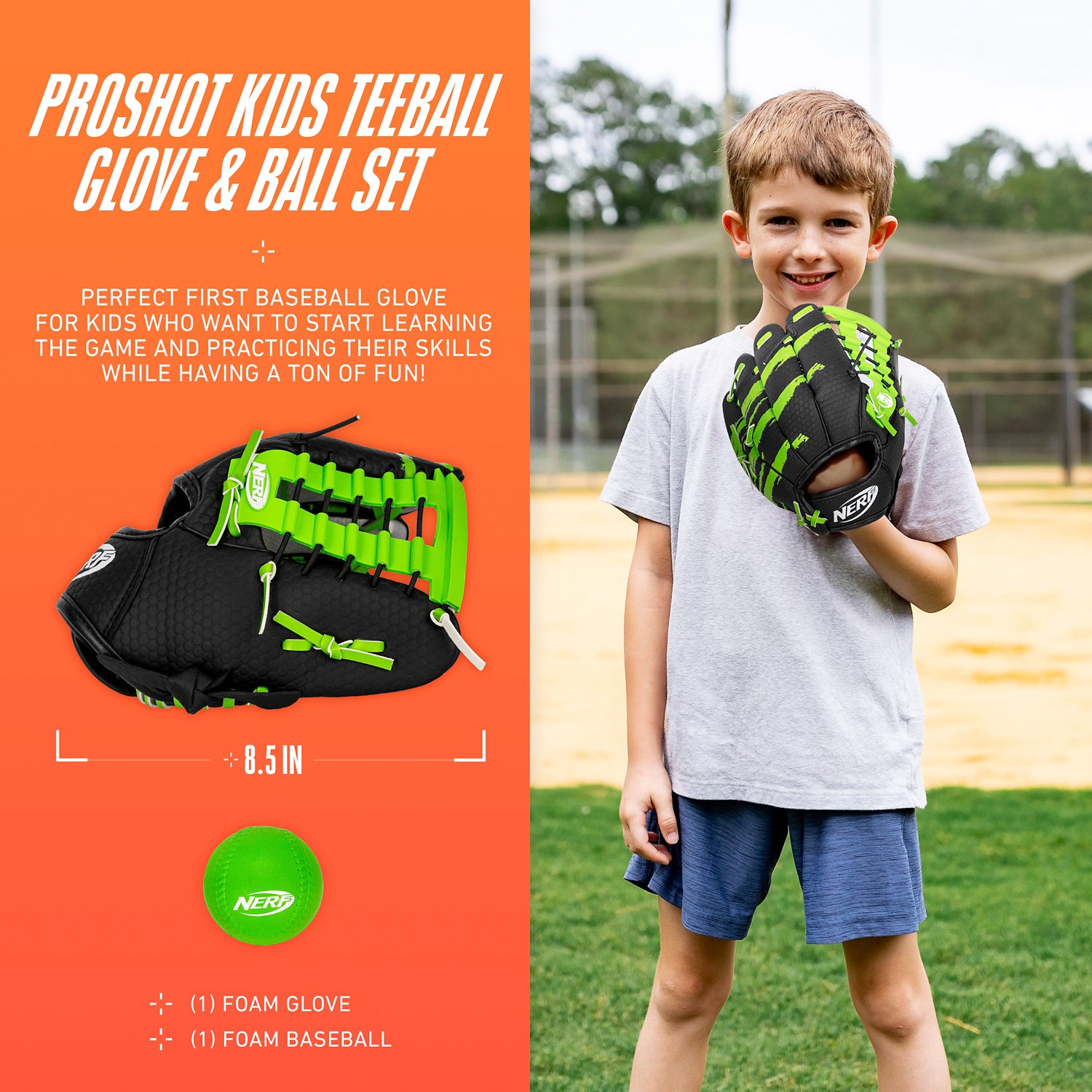 NERF Proshot Baseball Glove & Ball Set