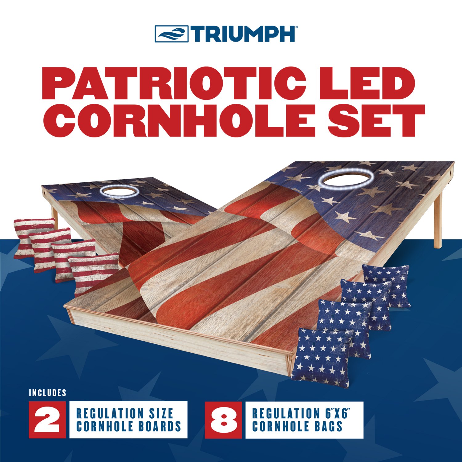 Triumph Patriotic LED All-Wood Cornhole Set - view number 3