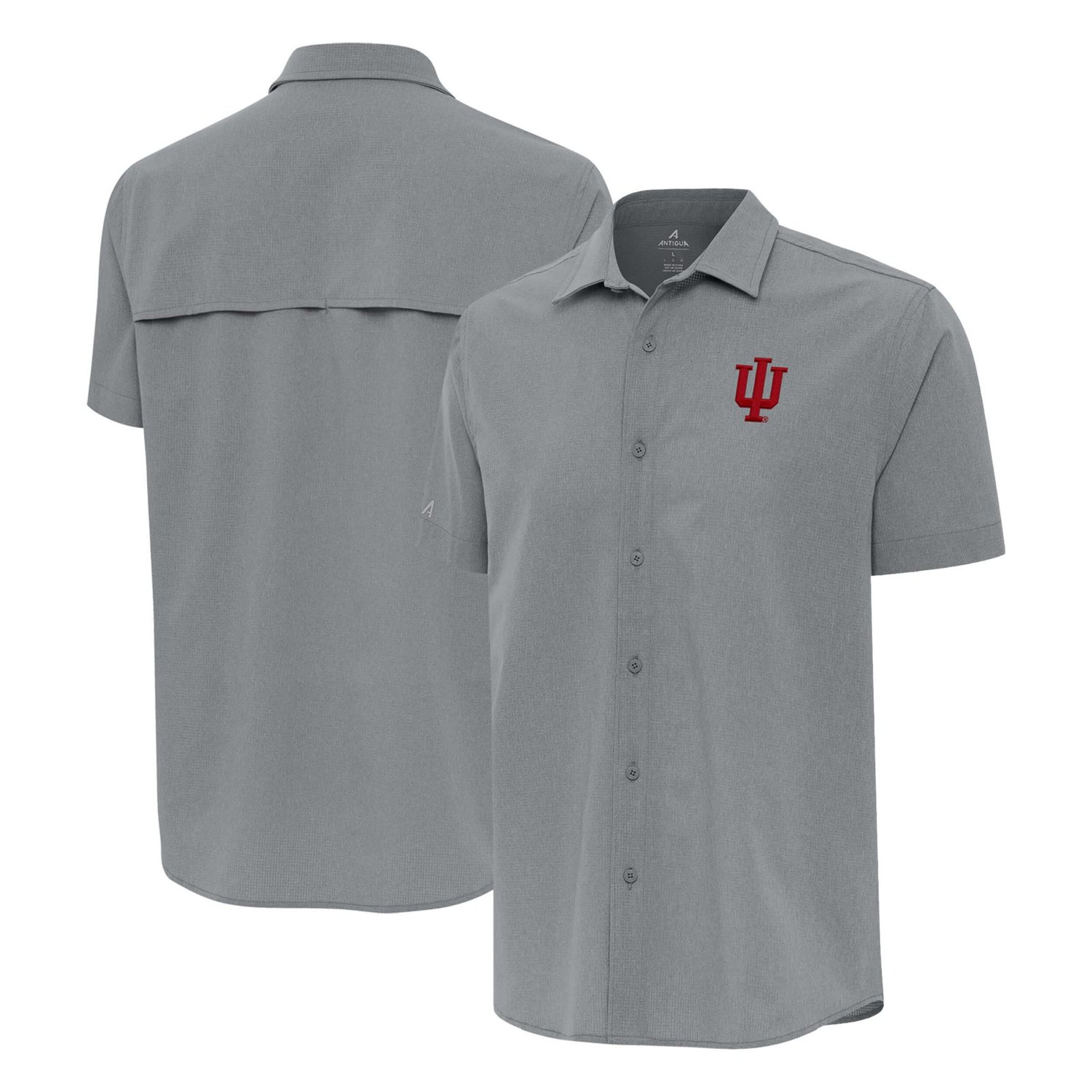 Antigua Indiana Hoosiers Activate Woven Short Sleeve Button-Up Shirt