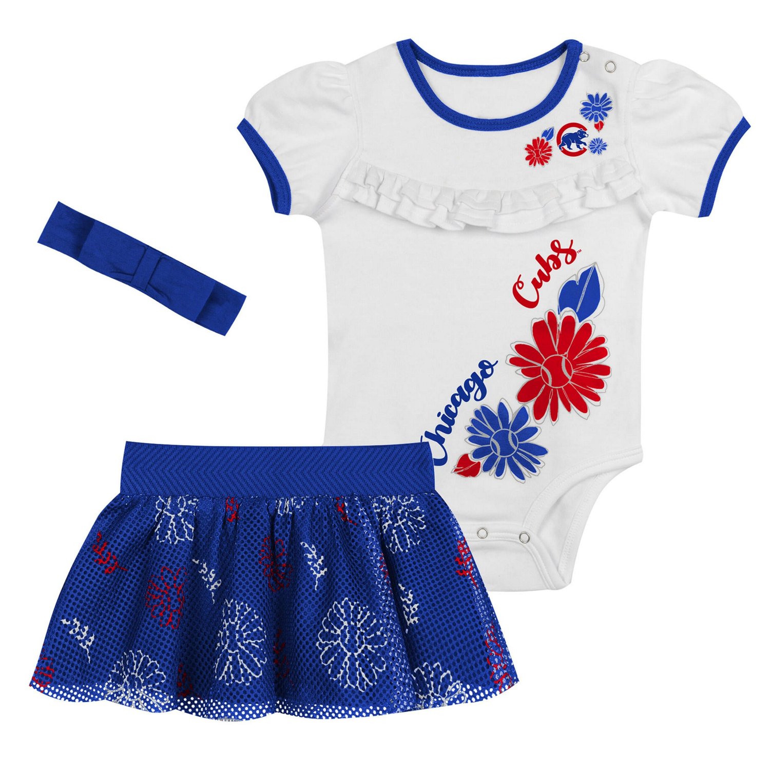 Chicago Cubs Sweet Catcher 3-Piece Headband Skirt Set