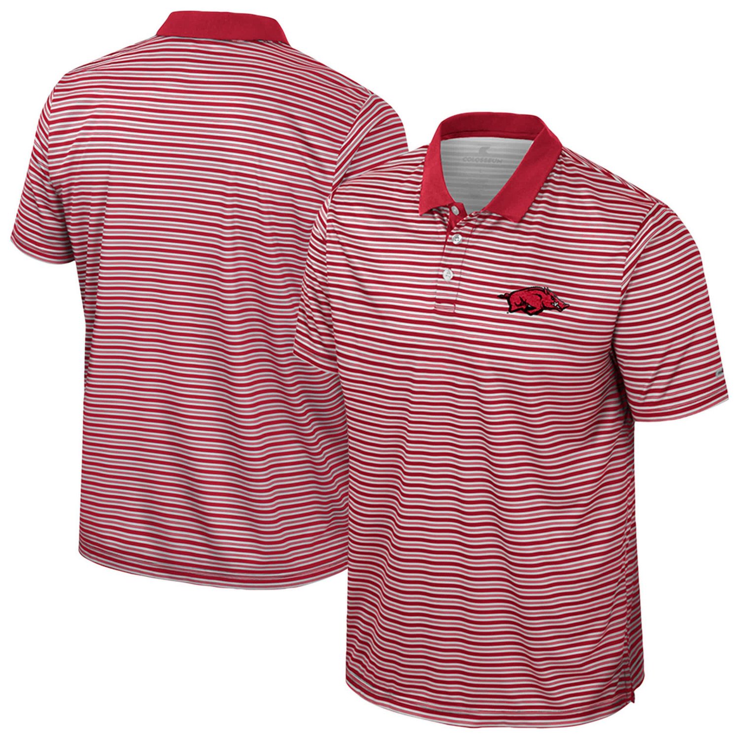 Colosseum Arkansas Razorbacks Striped Polo                                                                                       - view number 1