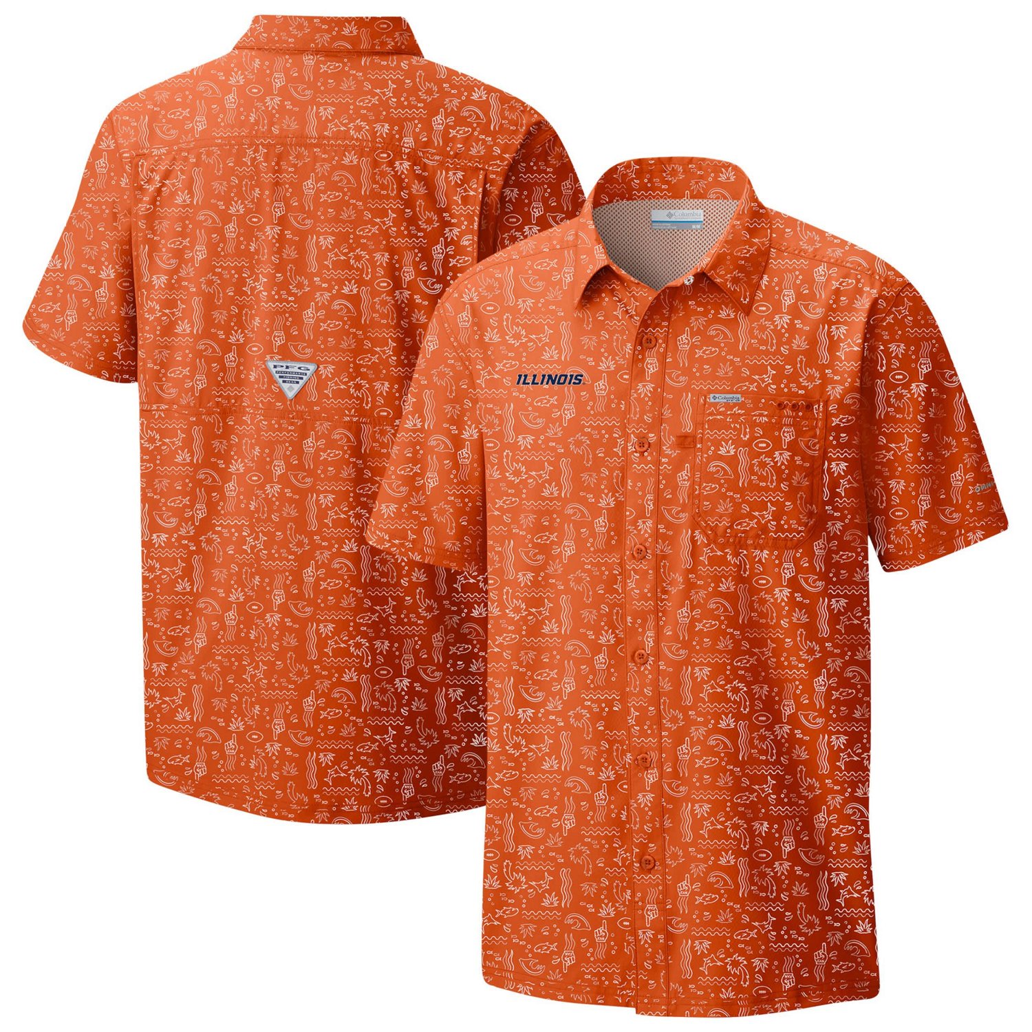 Columbia Illinois Fighting Illini Super Slack Tide Omni-Wick Button-Up Shirt                                                     - view number 1