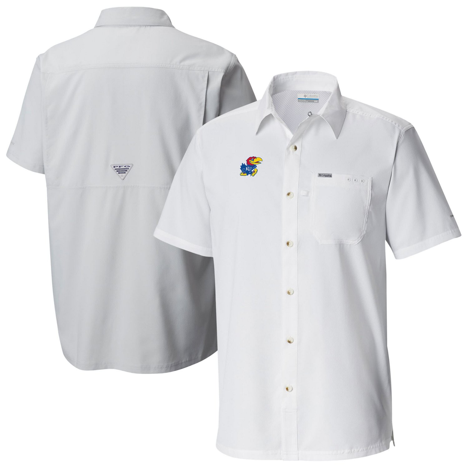 Columbia Kansas Jayhawks Slack Tide Omni-Wick Button-Up Camp Shirt