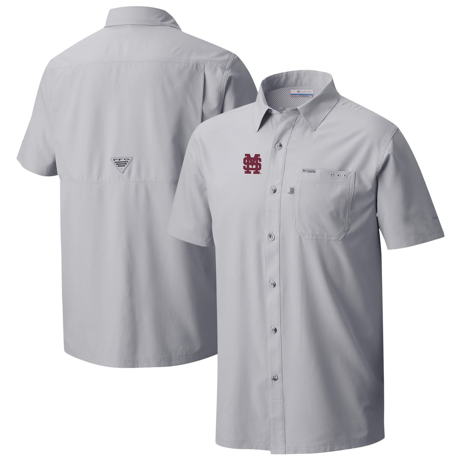 Columbia Mississippi State Bulldogs Slack Tide Omni-Wick Button-Up Camp Shirt                                                    - view number 1