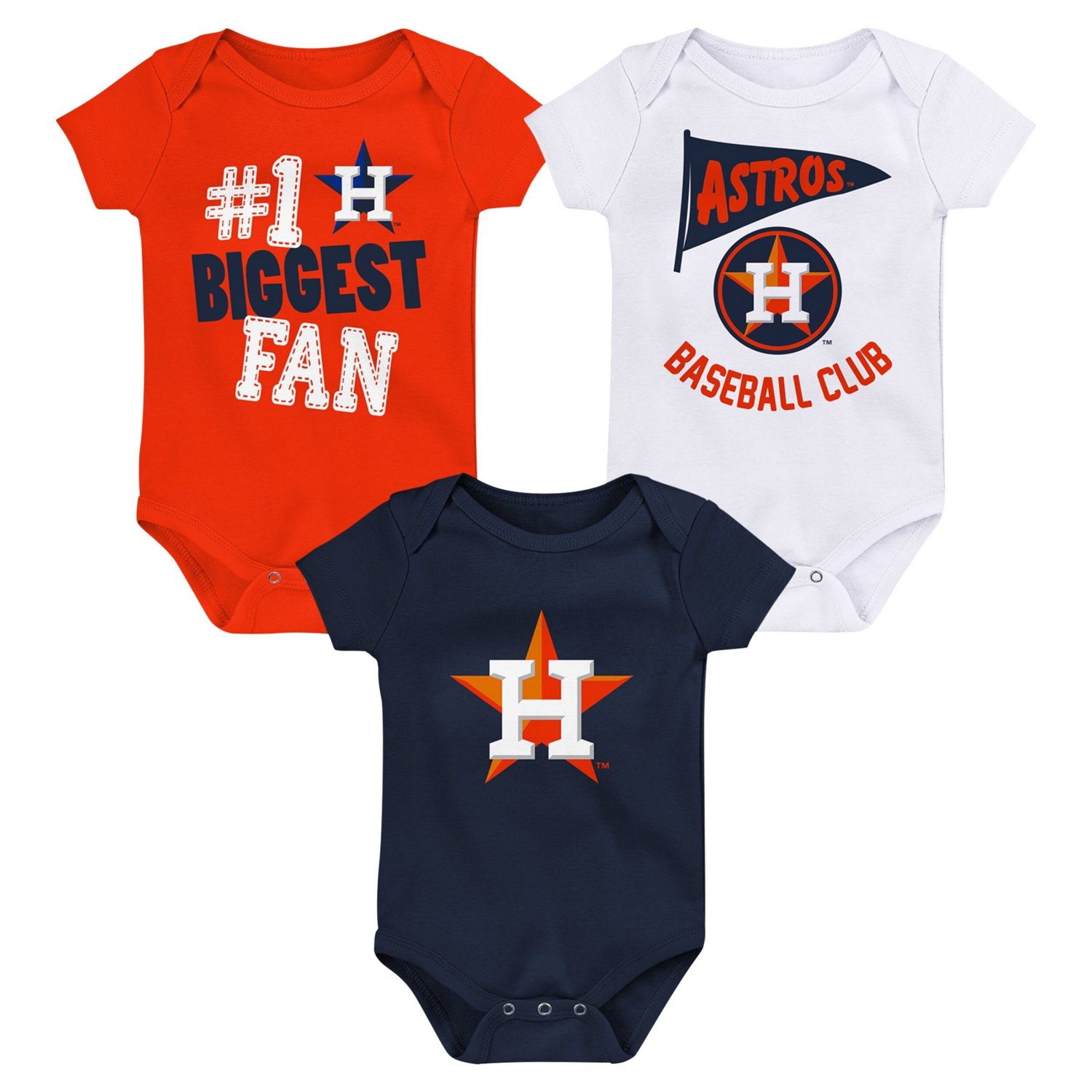 Fanatics Houston Astros Fan Pennant 3-Pack Bodysuit Set - view number 1
