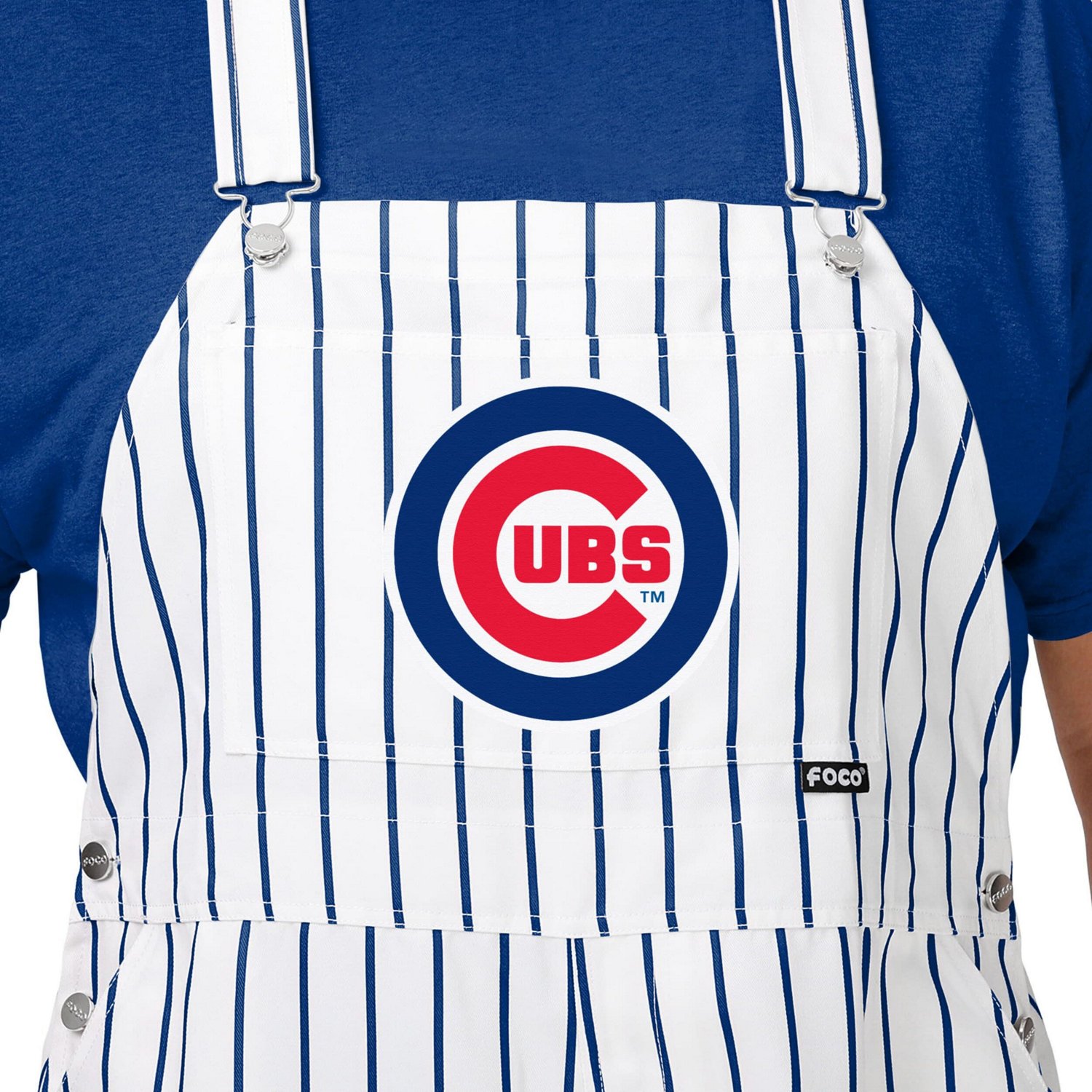 FOCO Chicago Cubs Pinstripe Bib Overalls - view number 3