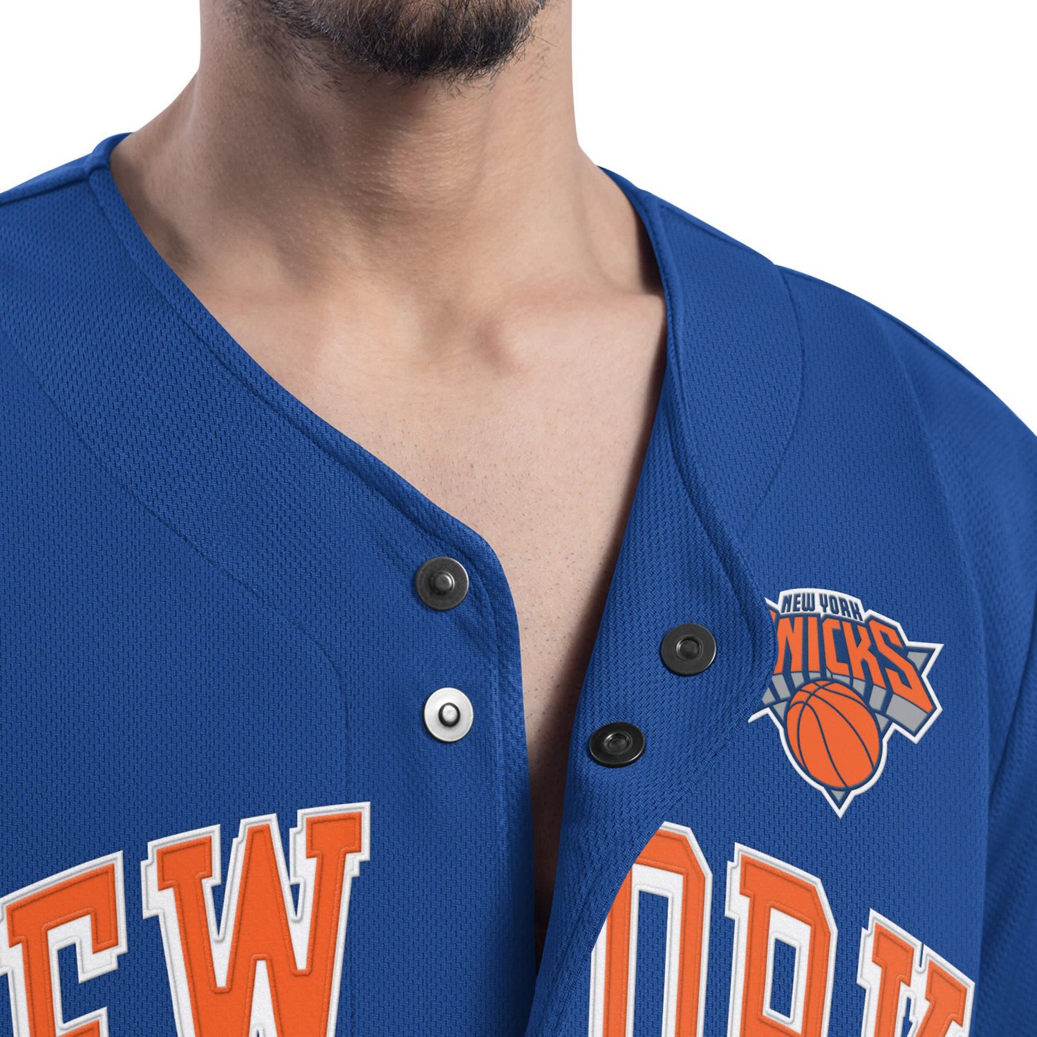 G-III Sports by Carl Banks New York Knicks Adaptive Star Player Fashion Baseball Jersey                                          - view number 2