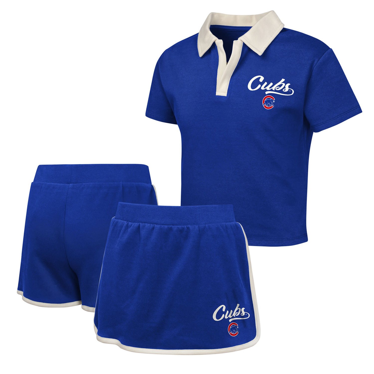 Girls Youth Chicago Cubs Base Trainer Johnny Polo and Skort Set