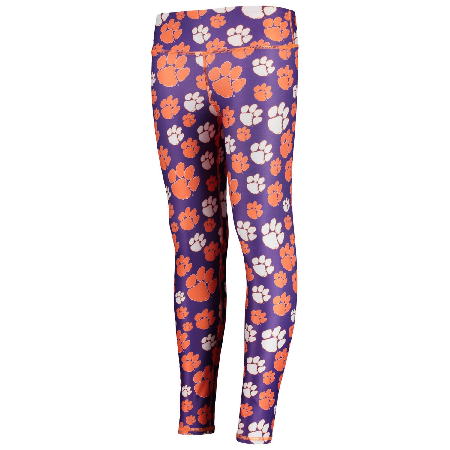 Girls Youth ZooZatz /Purple Clemson Tigers Stacked Mascot Leggings - view number 1