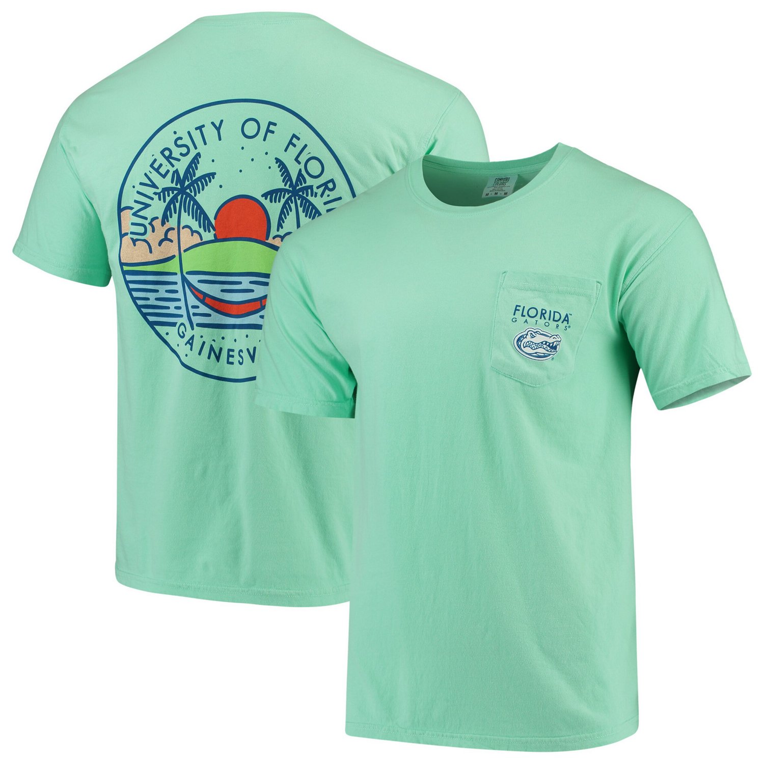 Green Florida Gators Circle Scene Comfort Colors Pocket T-Shirt