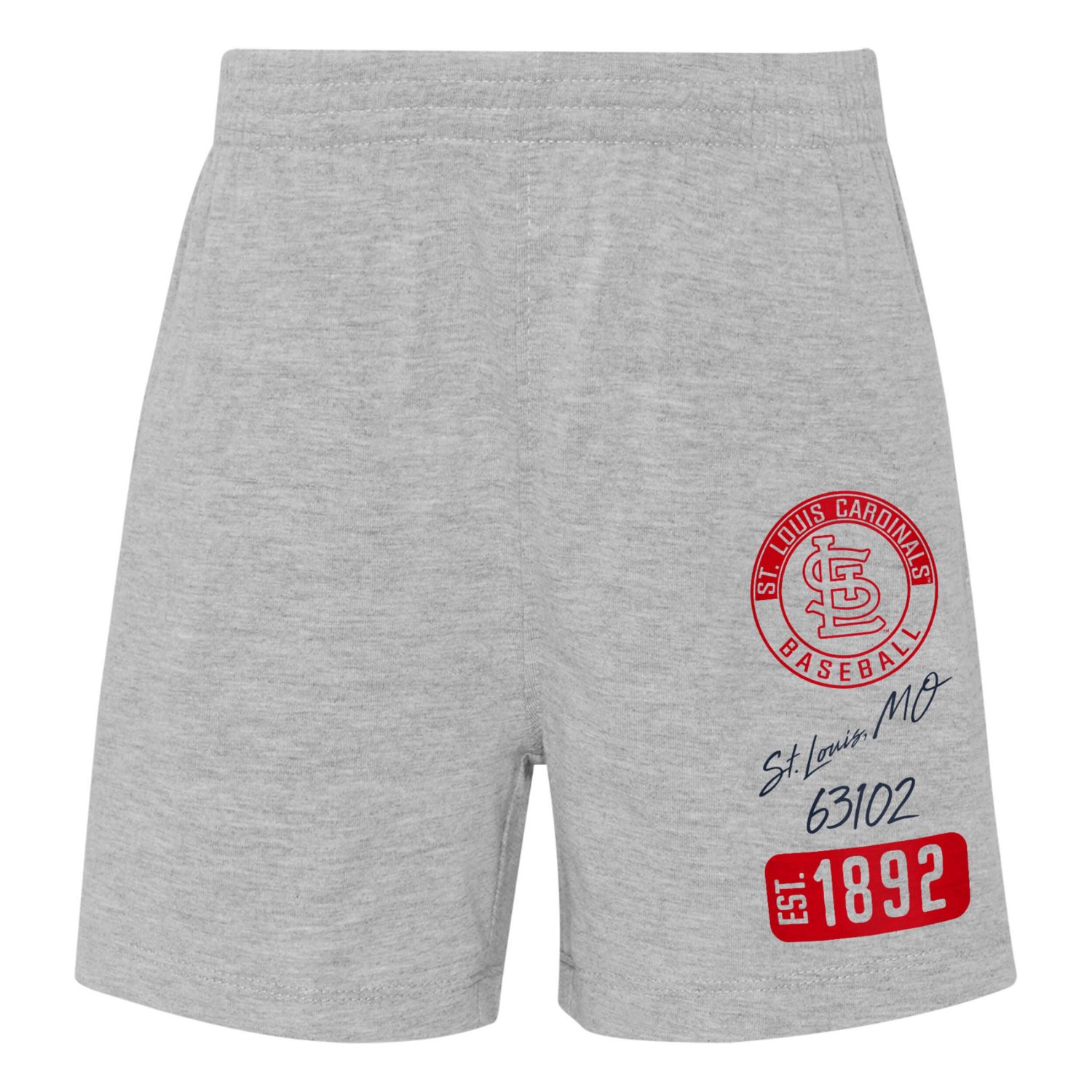 Heather Gray St Louis Cardinals Ground Out Baller Raglan T-Shirt and Shorts Set - view number 3