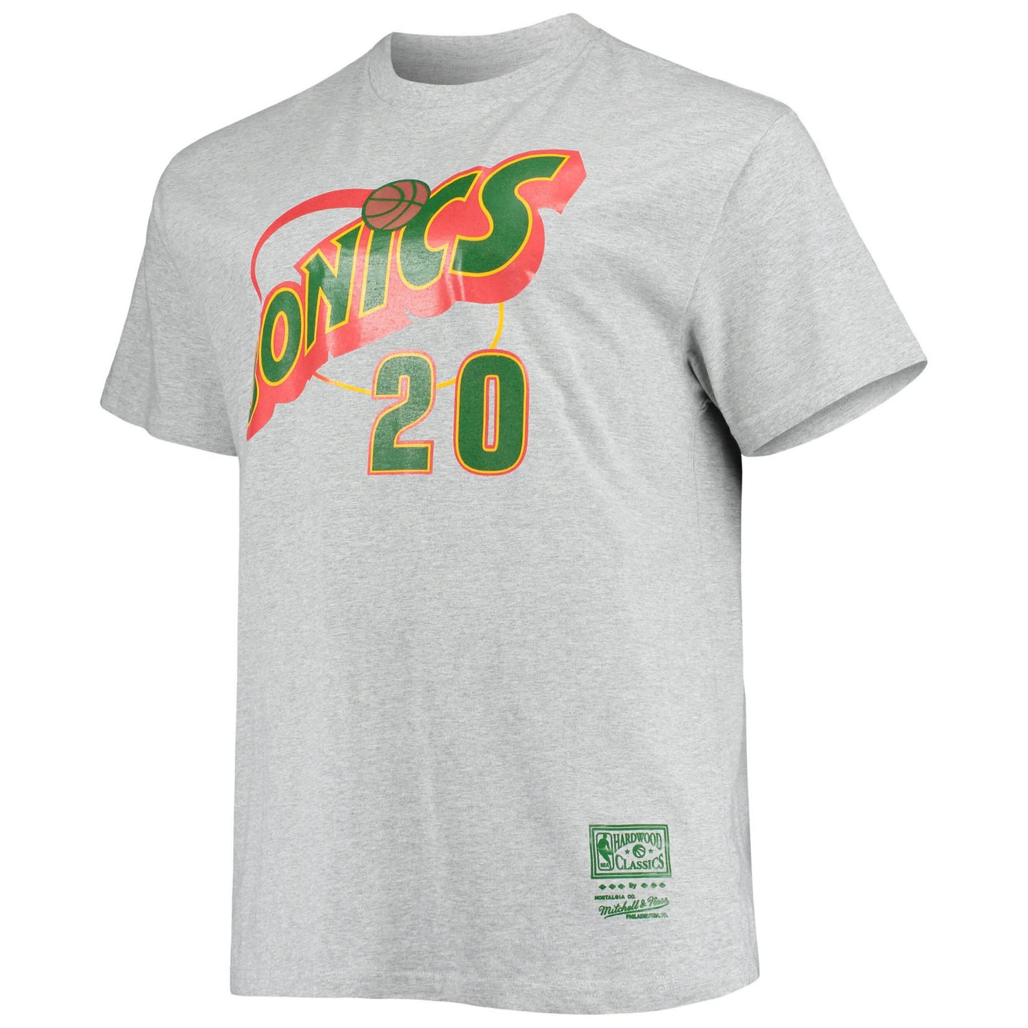 Mitchell  Ness Gary Payton Heathered Gray Seattle SuperSonics Big Tall Hardwood Classics Name Number T-Shirt