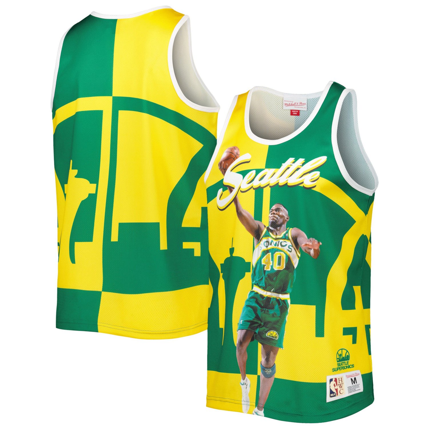 Mitchell  Ness Shawn Kemp Gold Seattle SuperSonics Sublimated Player Tank Top