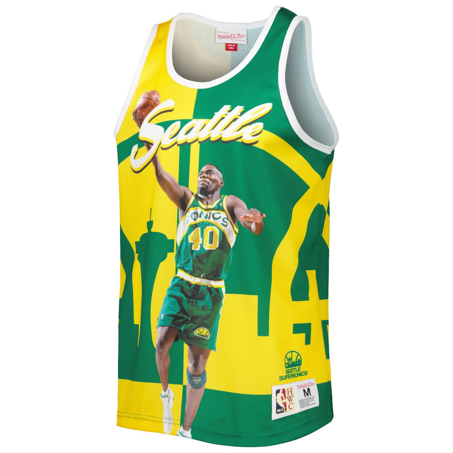 Mitchell  Ness Shawn Kemp Gold Seattle SuperSonics Sublimated Player Tank Top