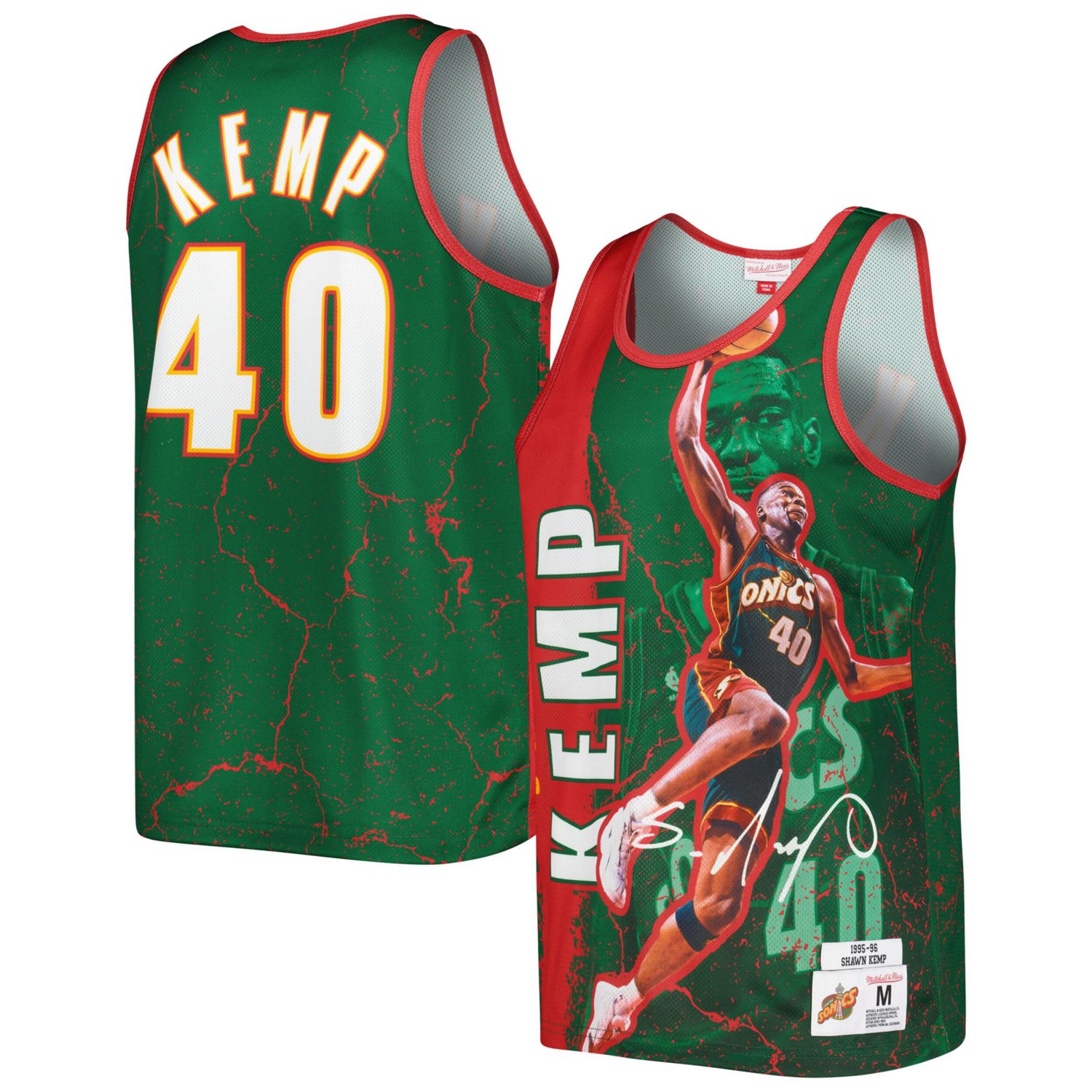 Mitchell  Ness Shawn Kemp Seattle SuperSonics 1995-96 Hardwood Classics Player Burst Tank Top