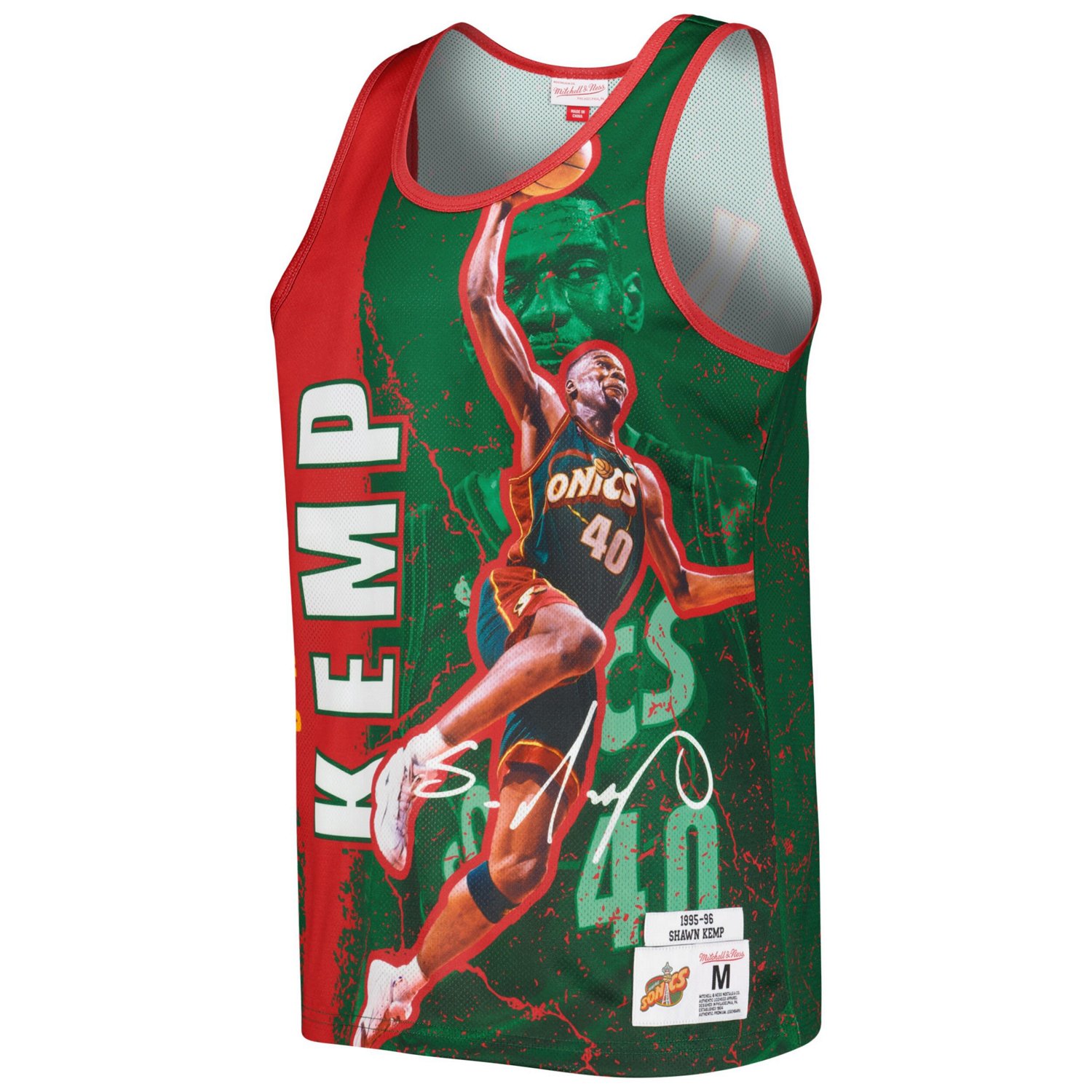 Mitchell  Ness Shawn Kemp Seattle SuperSonics 1995-96 Hardwood Classics Player Burst Tank Top