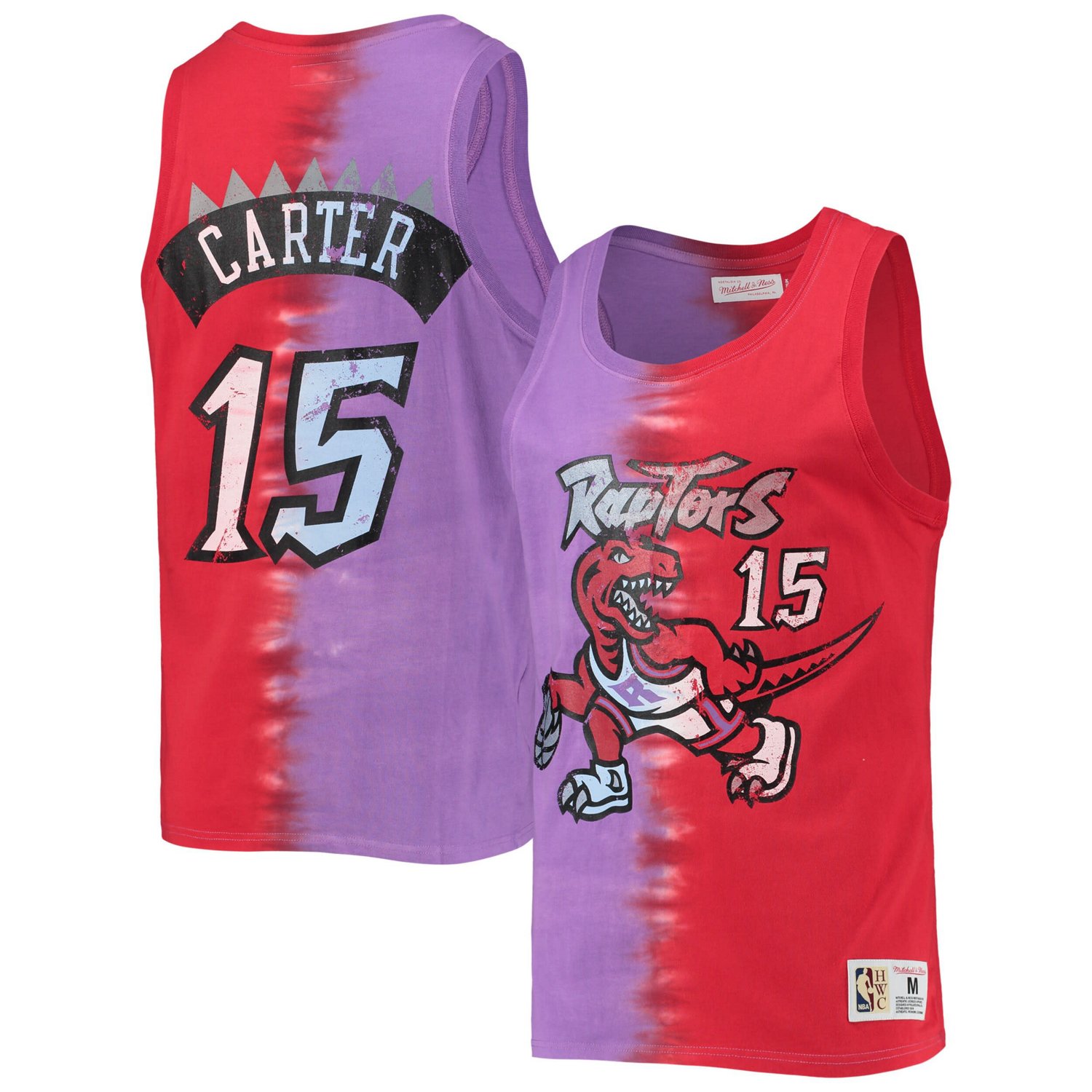 Mitchell  Ness Vince Carter Red Toronto Raptors Hardwood Classics Tie-Dye Name  Number Tank Top - view number 1