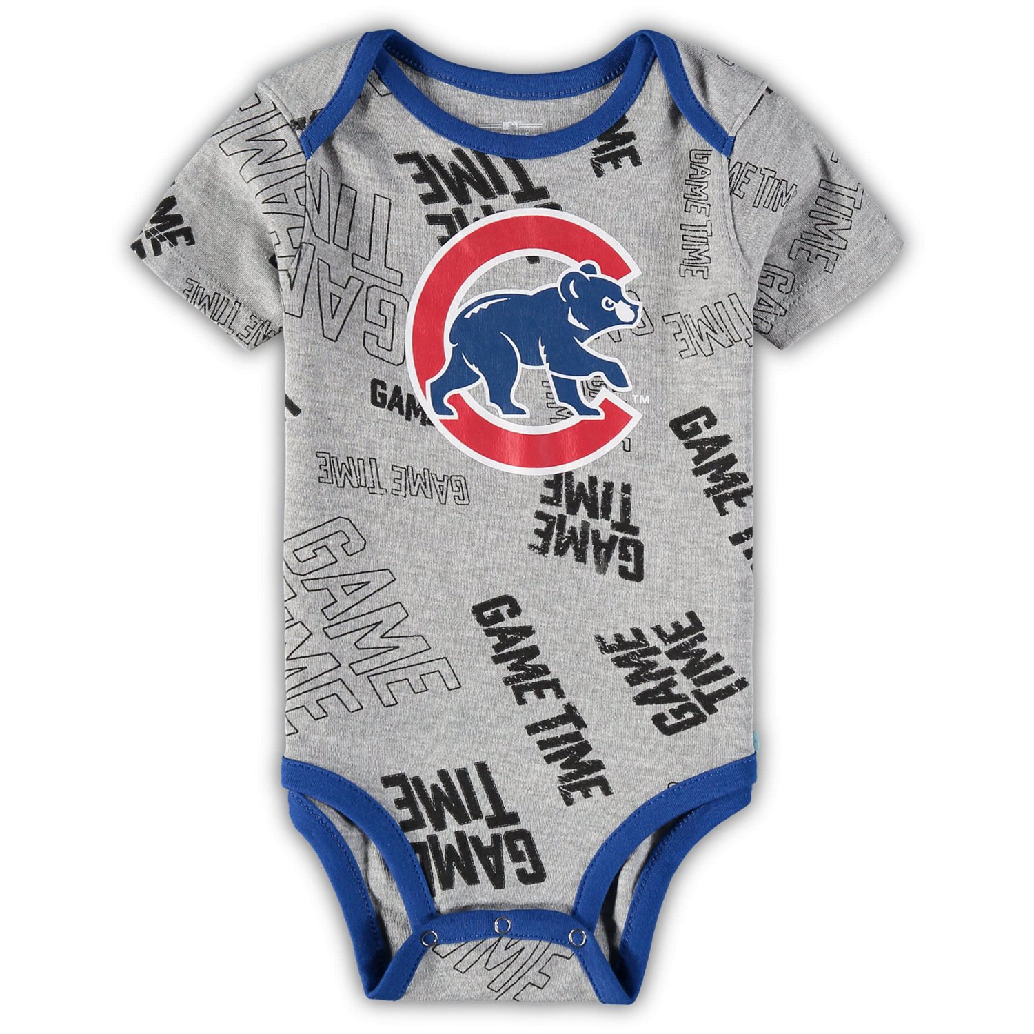 Newborn  Chicago Cubs Red Heathered Gray Game Time Three-Piece Bodysuit Set - view number 4