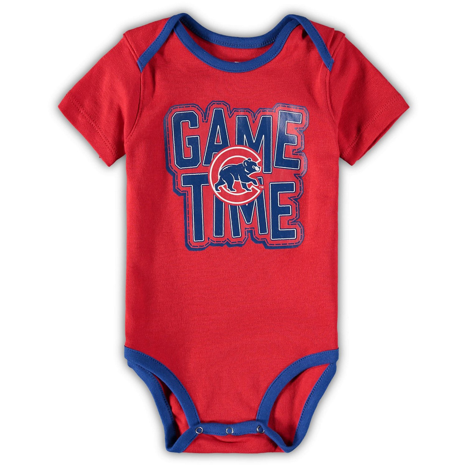 Newborn Chicago Cubs Red Heathered Gray Game Time Three-Piece Bodysuit Set