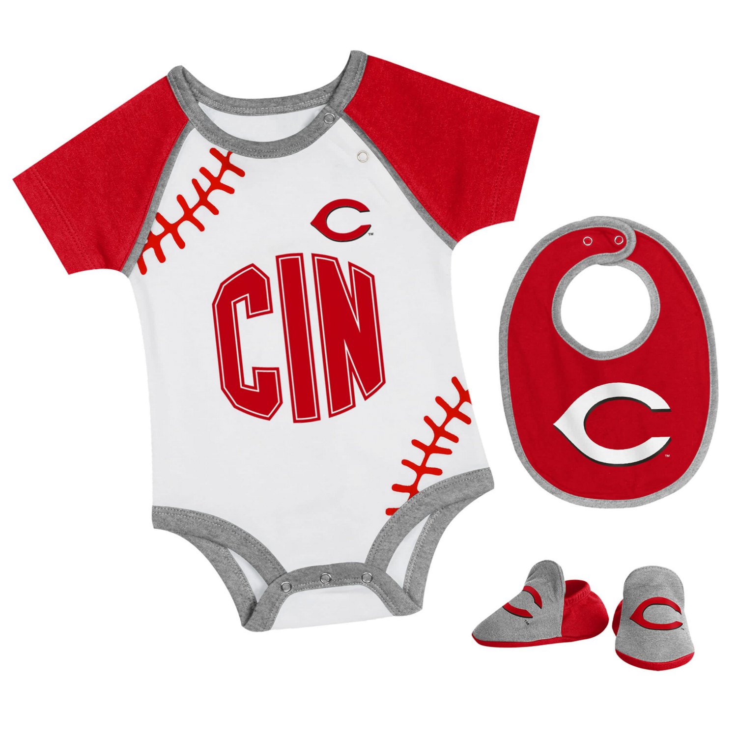Newborn  Cincinnati Reds Tied Up Bodysuit Bib  Bootie Set