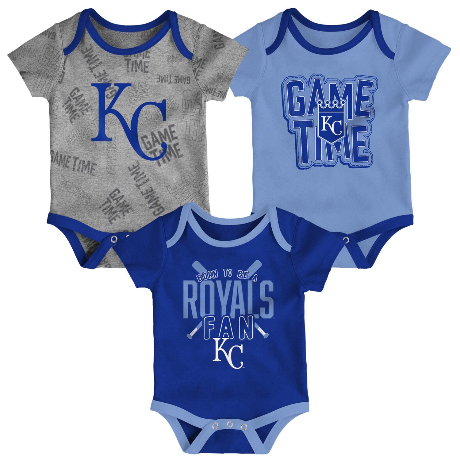 Newborn  Kansas City s Light Blue Heathered Gray Game Time Three-Piece Bodysuit Set