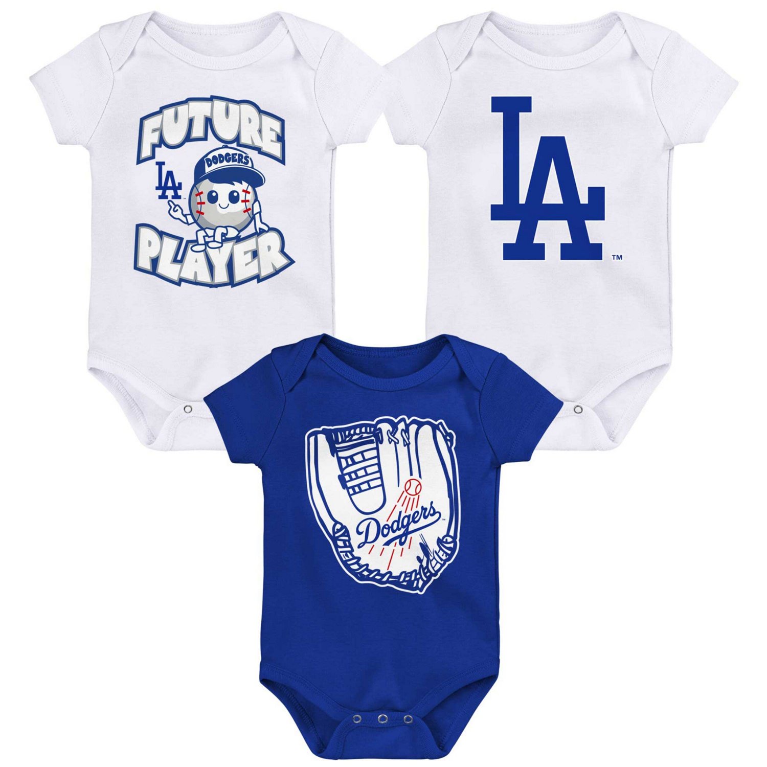 Newborn  Los Angeles Dodgers Minor League Player Three-Pack Bodysuit Set