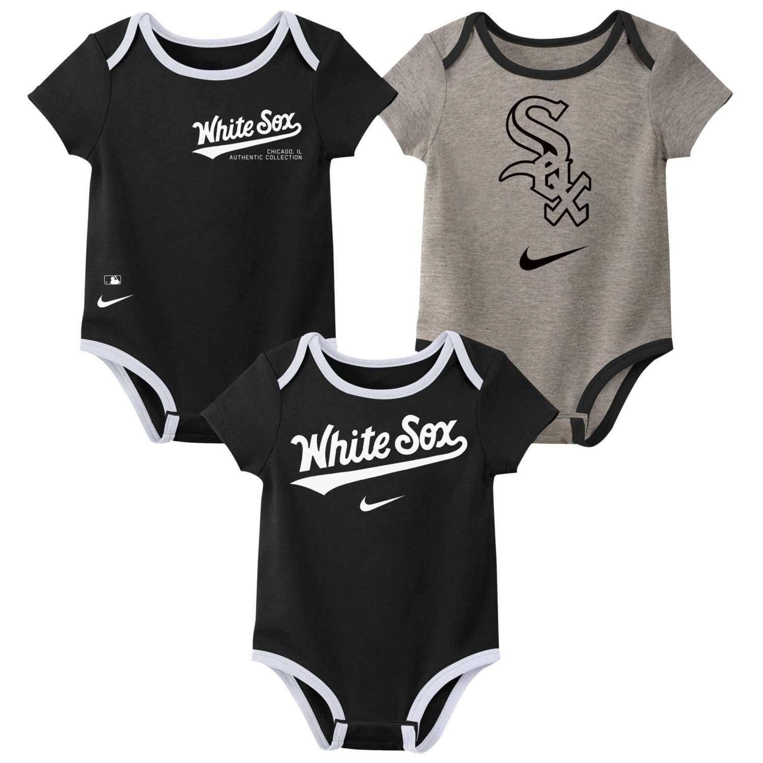 Newborn  Nike Chicago Sox Three-Pack Bodysuit Set