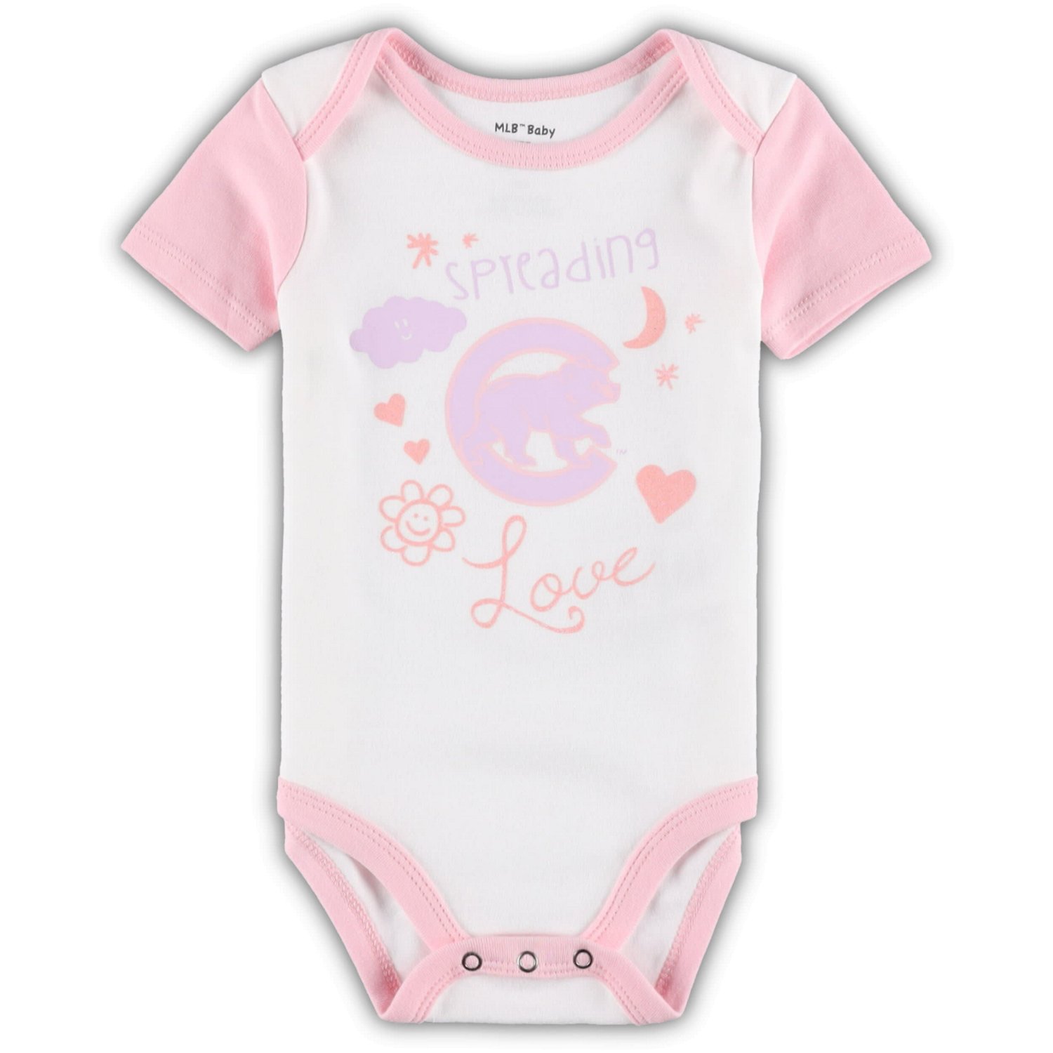 Newborn  Pink Chicago Cubs Spreading Love Bodysuit  Tutu with Leggings Set - view number 2