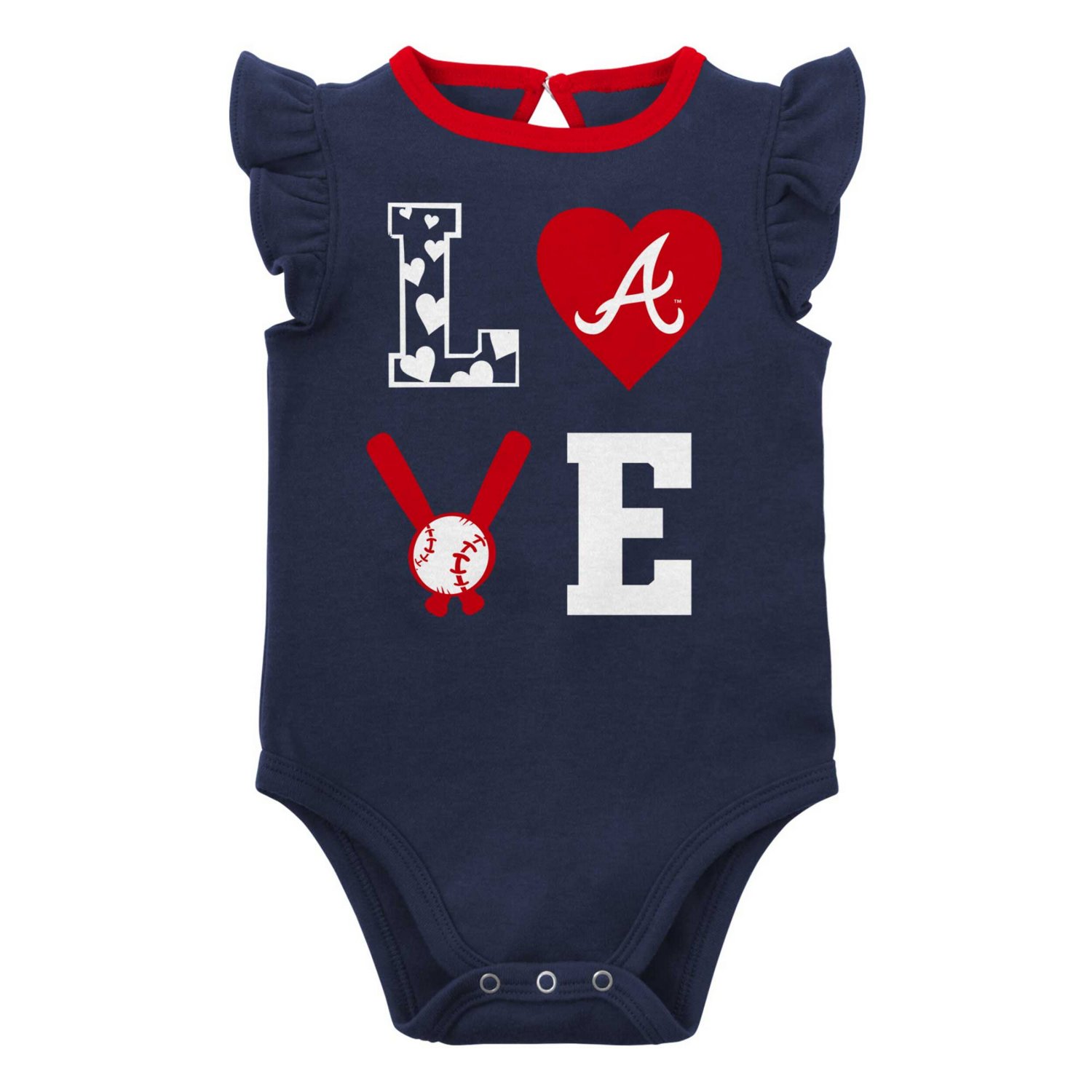 Newborn  Red Atlanta Braves Three-Piece Love of Baseball Bib Bodysuit  Booties Set