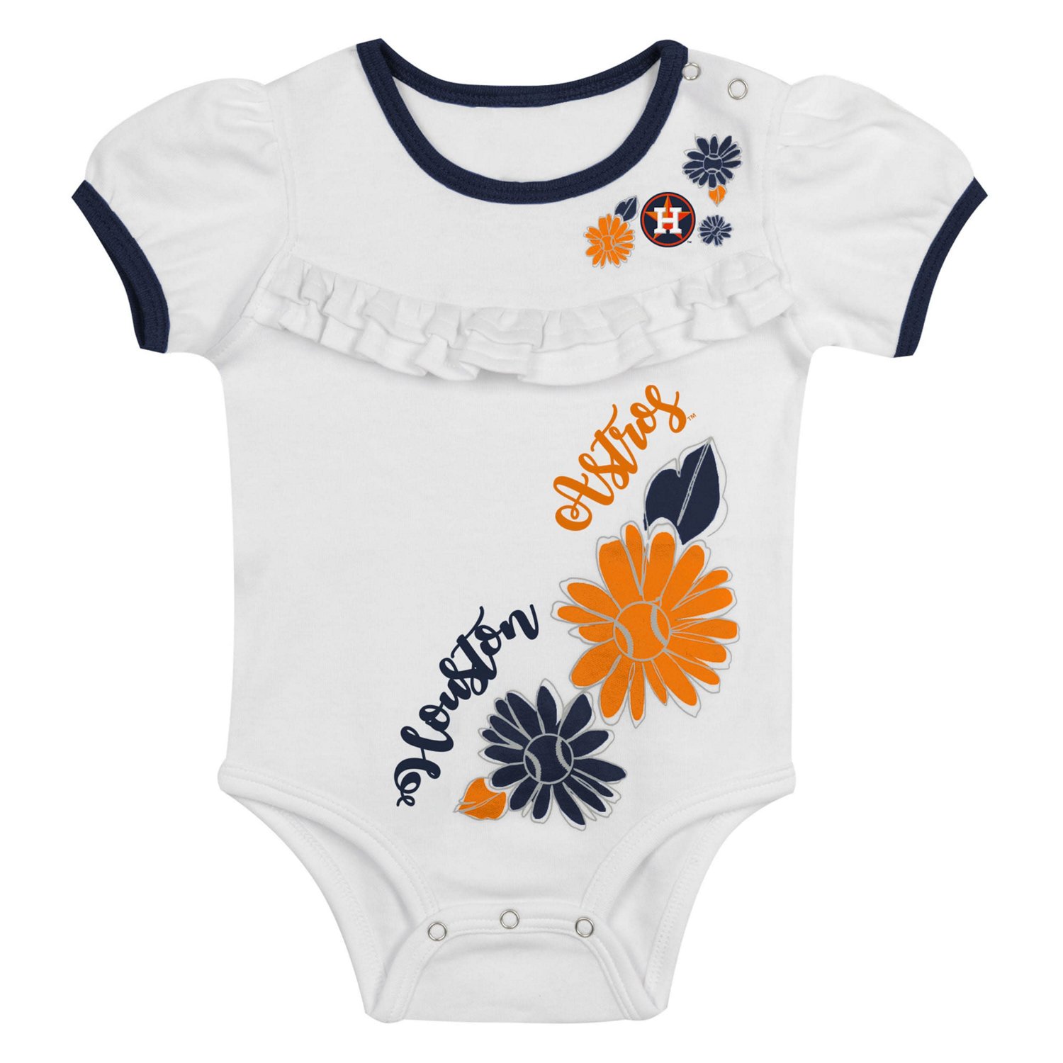 Newborn Navy Houston Astros Sweet Catcher 3-Piece Bodysuit Headband and Skirt Set - view number 2