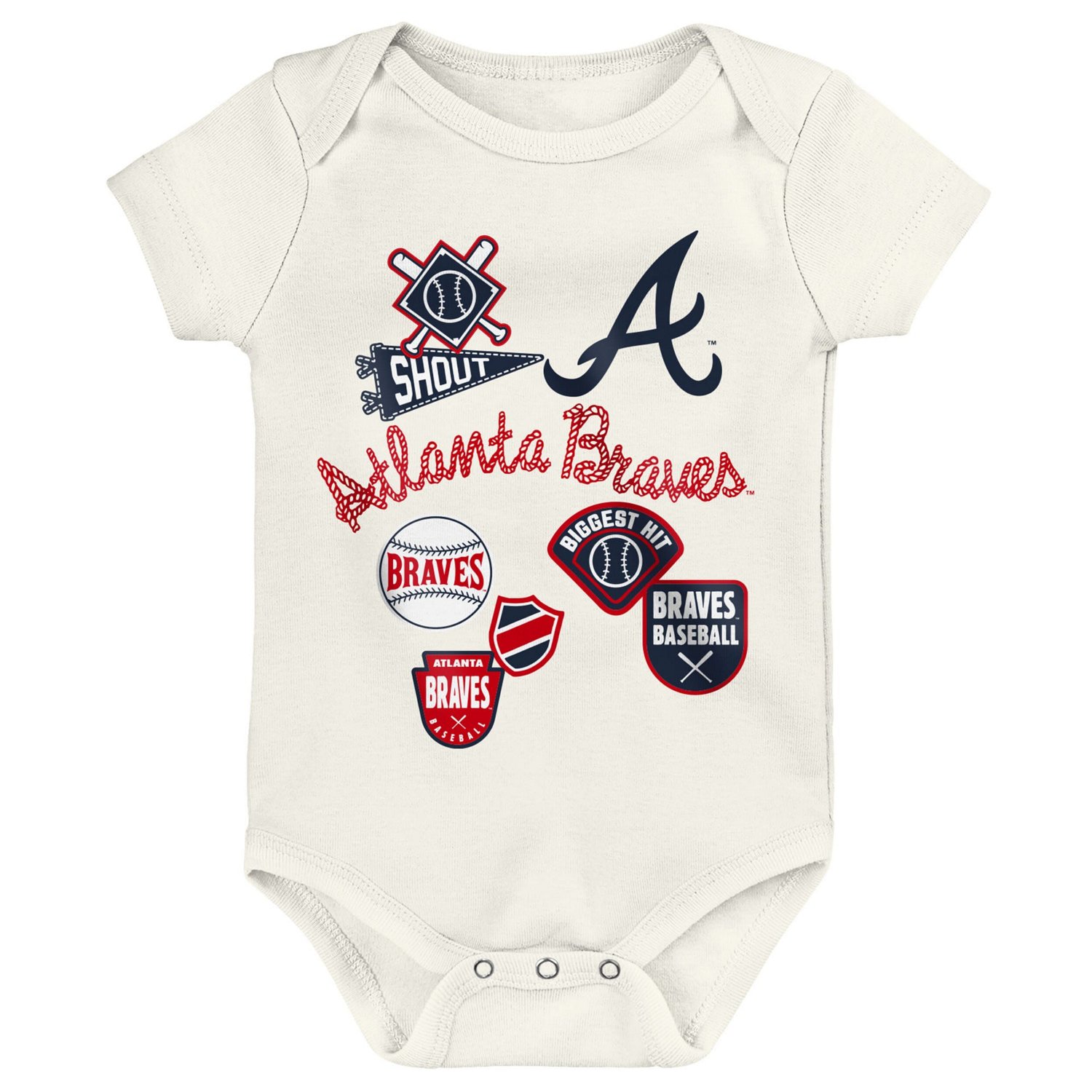 Newborn Outerstuff Atlanta Braves Home Plate 3-Piece Creeper Set - view number 3