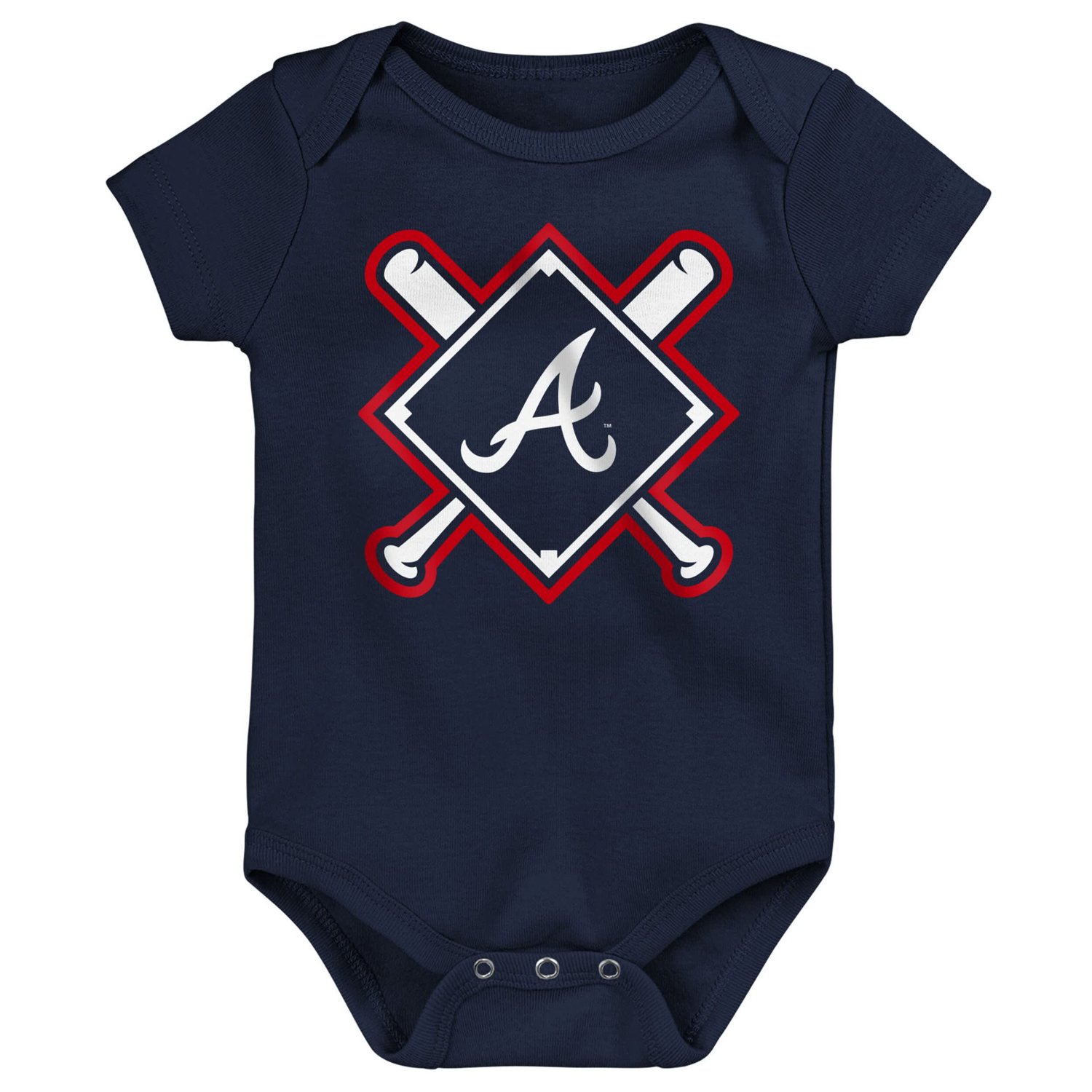Newborn Outerstuff Atlanta Braves Home Plate 3-Piece Creeper Set - view number 4