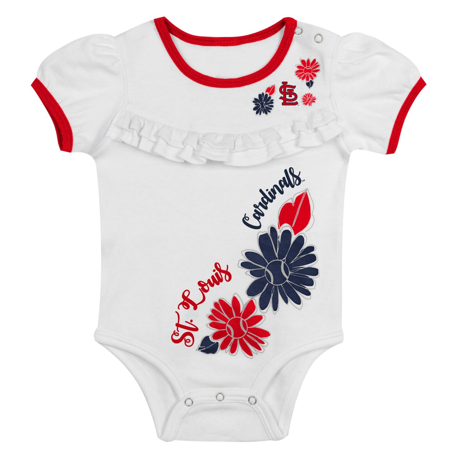 Newborn Red St Louis Cardinals Sweet Catcher 3-Piece Bodysuit Headband and Skirt Set - view number 2