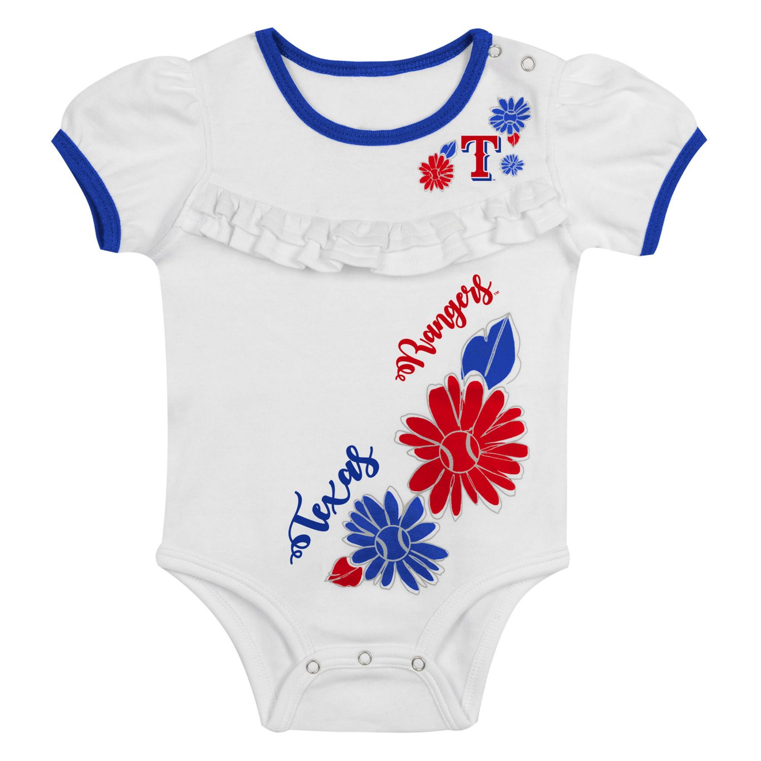 Newborn Royal Texas Rangers Sweet Catcher 3-Piece Bodysuit Headband and Skirt Set - view number 2