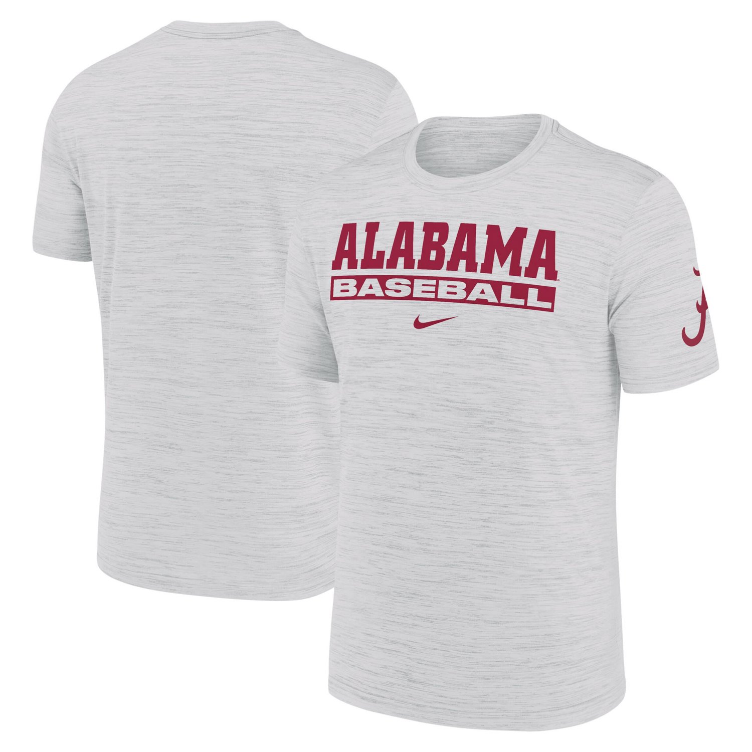 Nike Alabama Crimson Tide Velocity Baseball Wordmark Stack Performance T-Shirt
