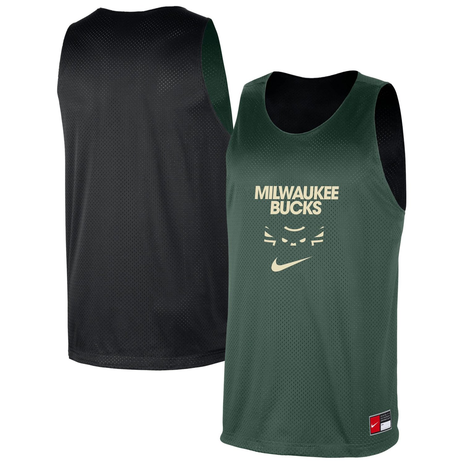 Nike Hunter Black Milwaukee Bucks Courtside Reversible Mesh Practice Jersey