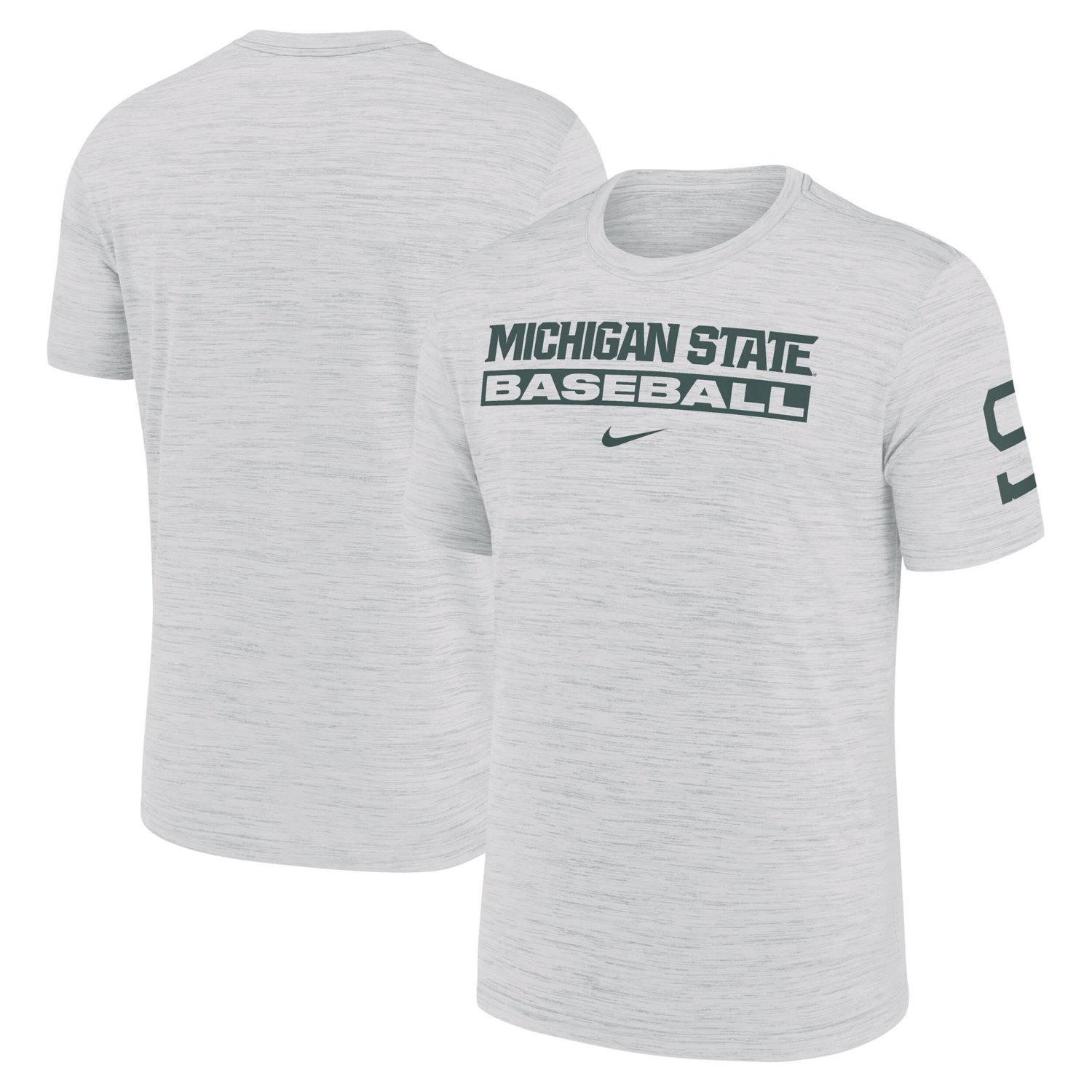 Nike Michigan State Spartans Velocity Baseball Wordmark Stack Performance T-Shirt