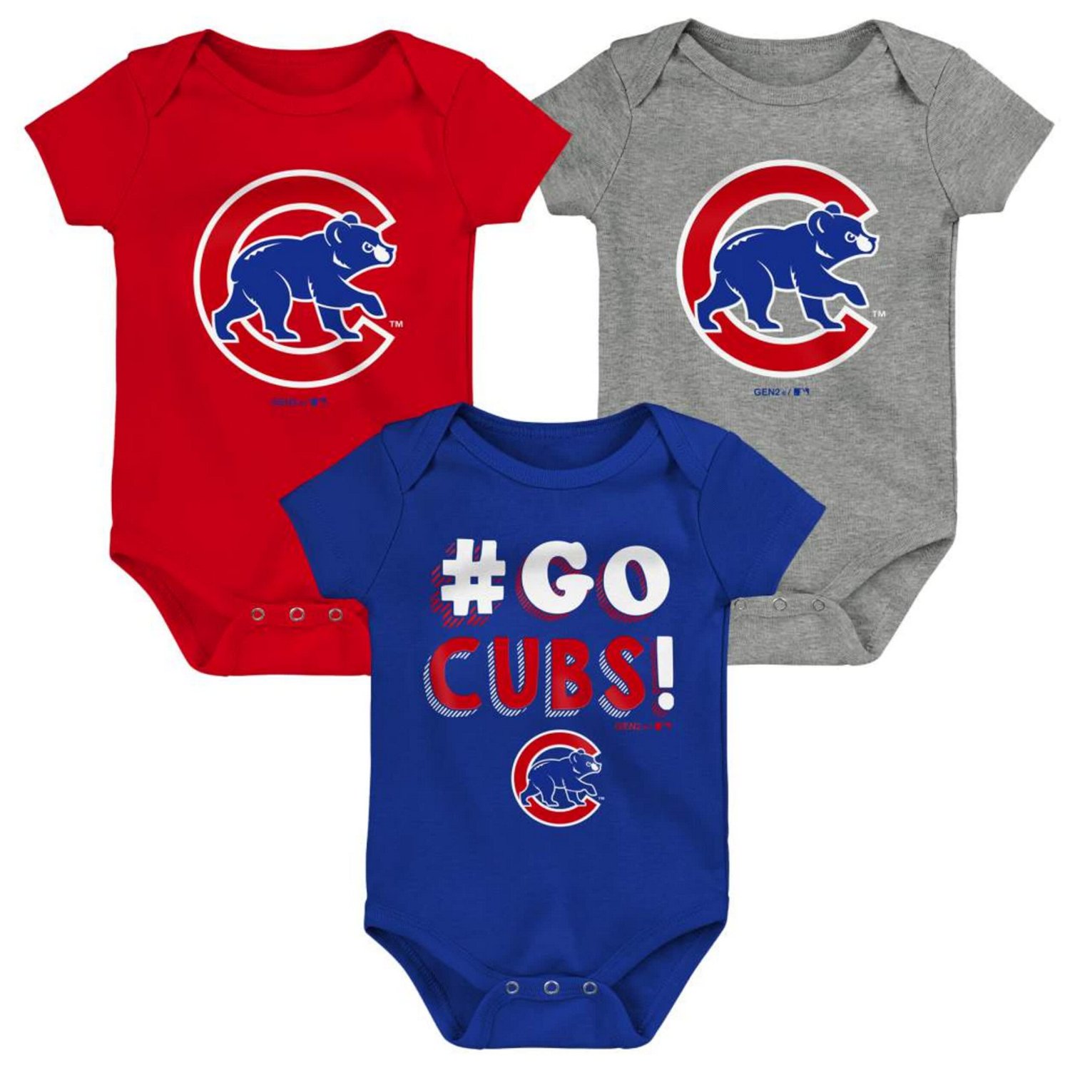 Red Gray Chicago Cubs Born To Win 3-Pack Bodysuit Set
