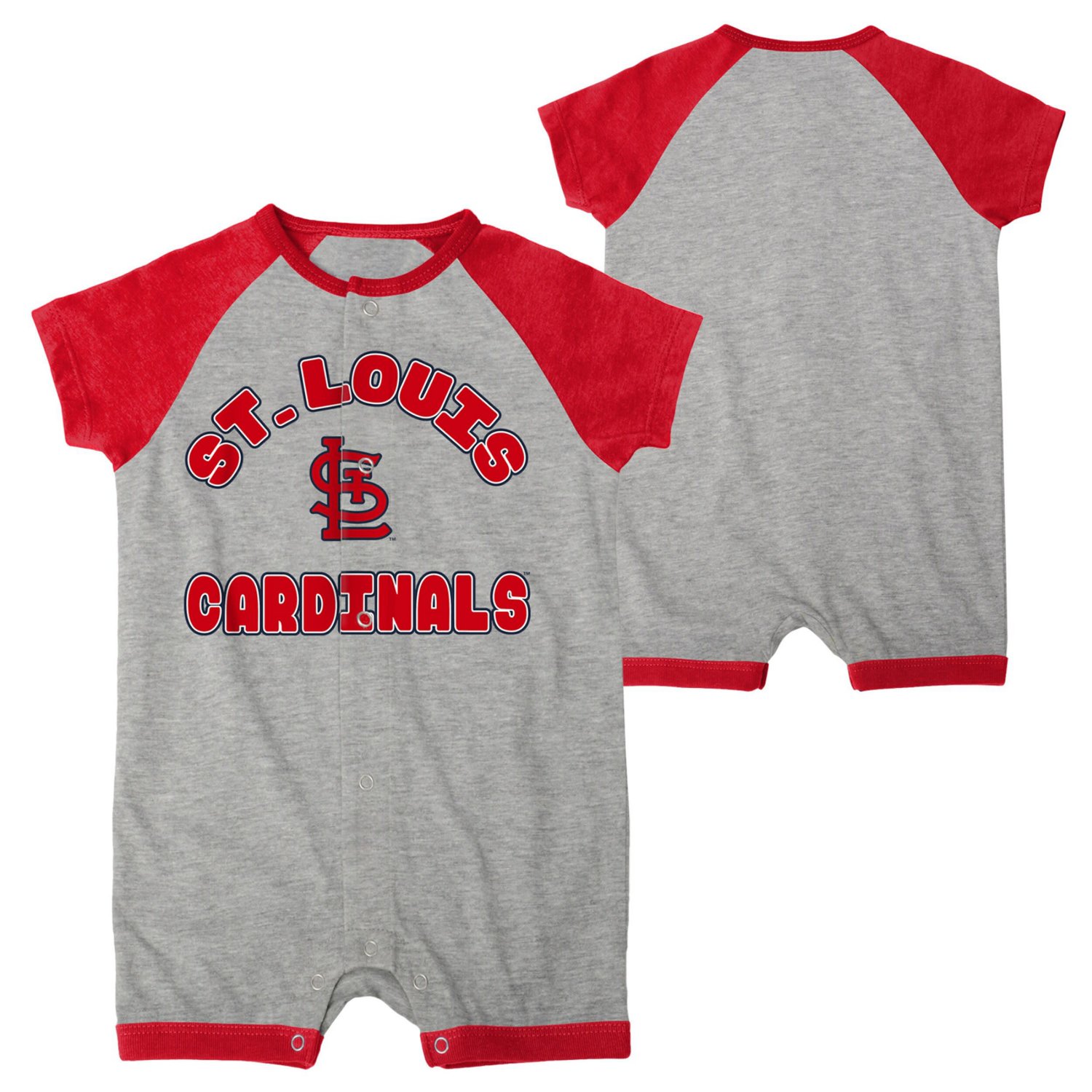St Louis Cardinals Extra Base Hit Raglan Full-Snap Romper