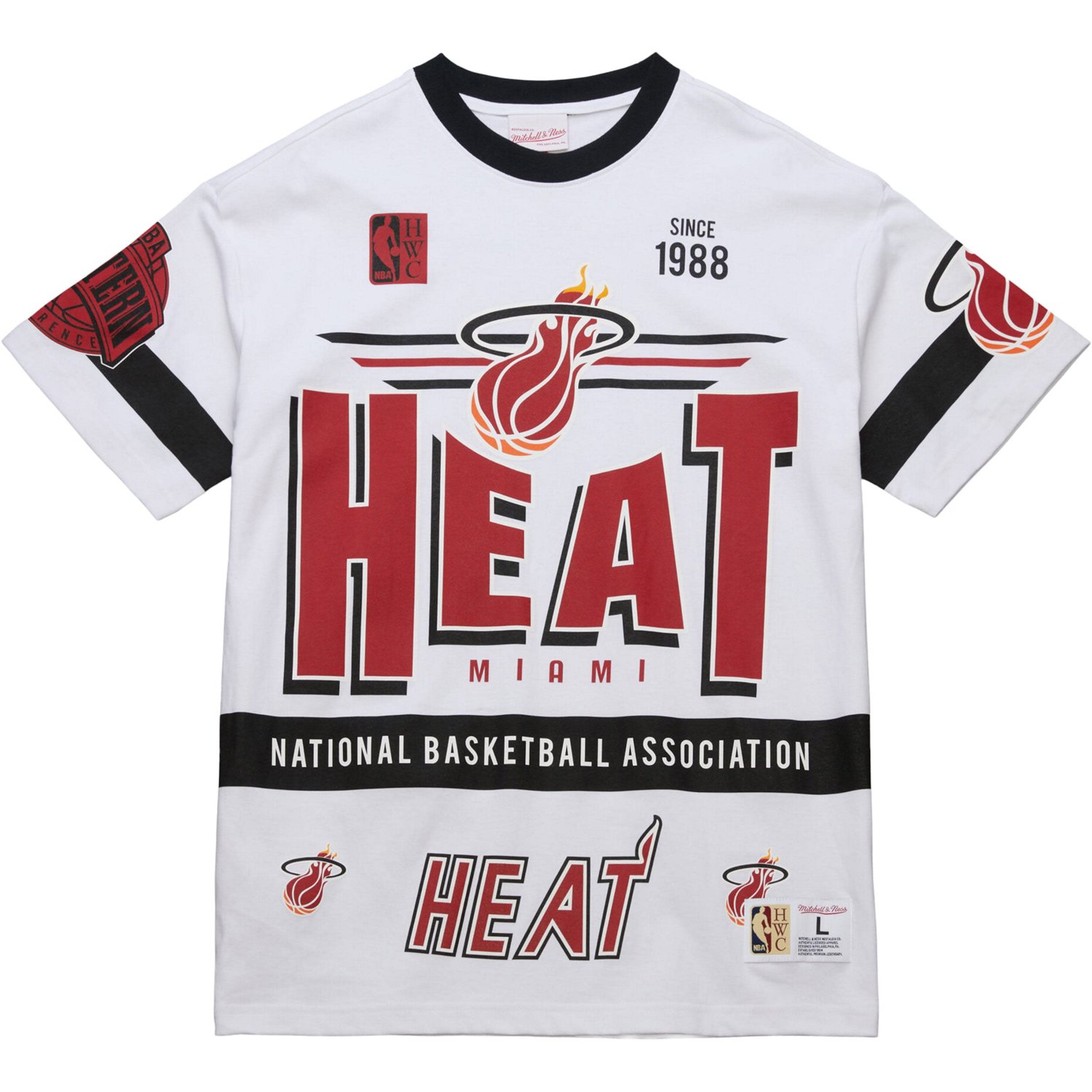 Unisex Mitchell  Ness Miami Heat Hardwood Classics Vintage Team Origins Premium T-Shirt                                          - view number 2
