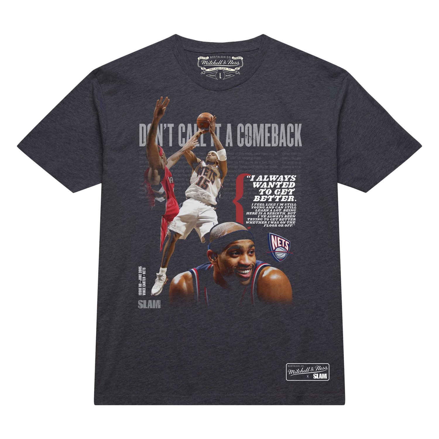 Unisex Mitchell  Ness Vince Carter New Jersey Nets Don't Call It A Comeback T-Shirt